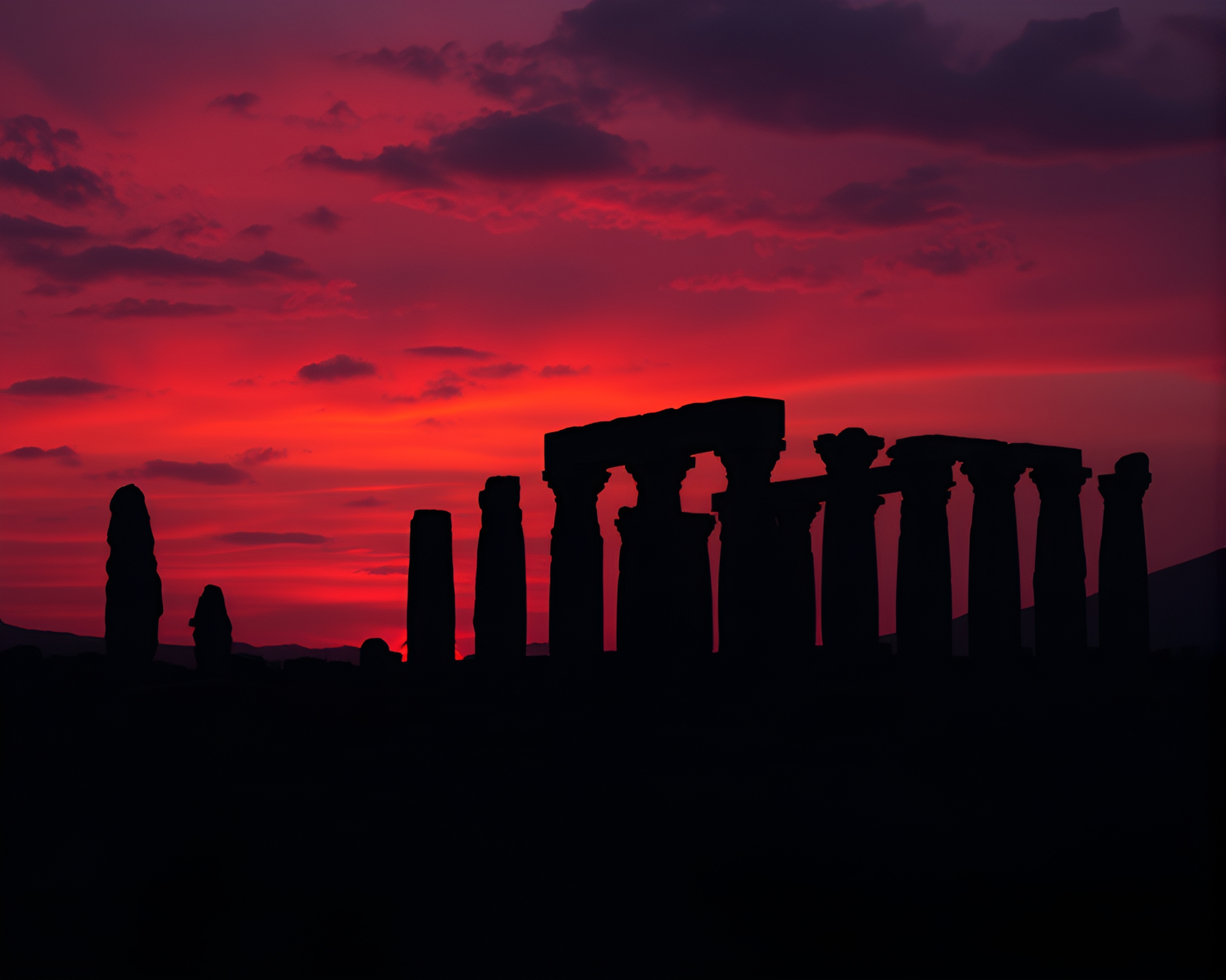 Mysterious Twilight Shadows Over Ancient Monolithic Ruins – free AI stock image