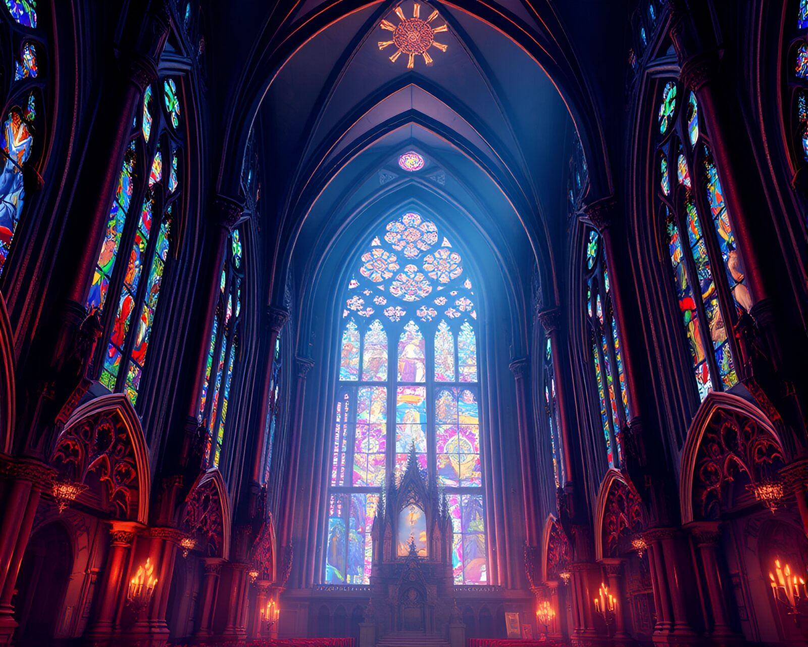 Gothic cathedral interior adorned with jubilant game concepts