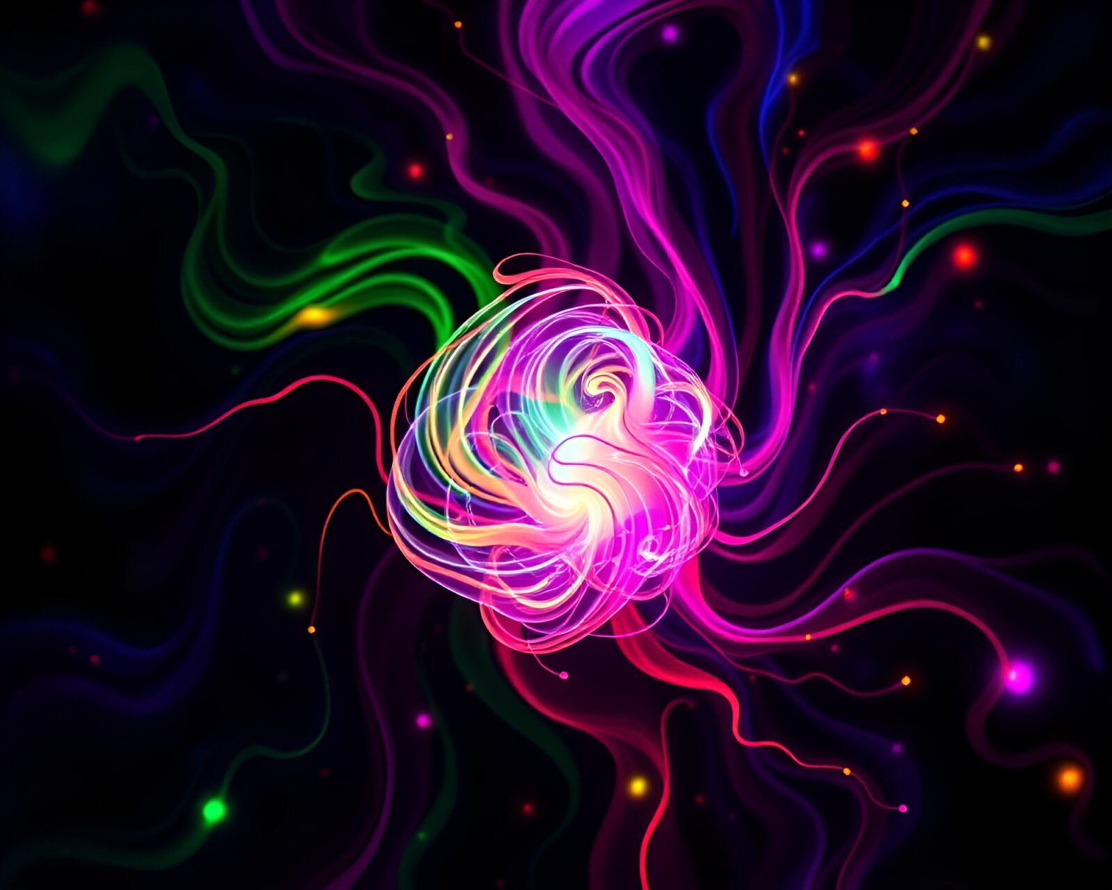 Vibrant swirling colors of bioluminescent organisms in Pop Art