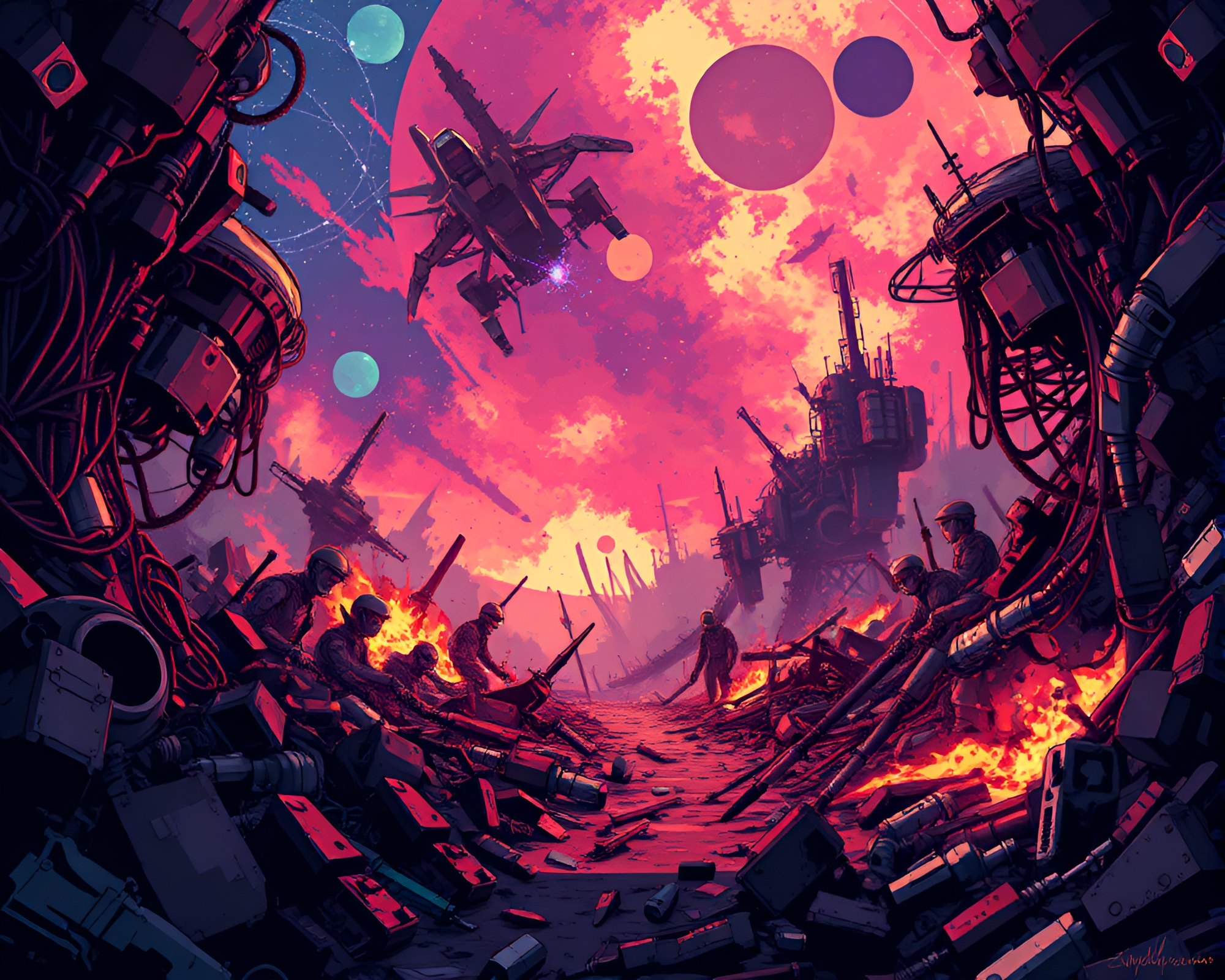 Intricate Pixel Art Depicting Robotic Junkyard Beauty – free AI stock image