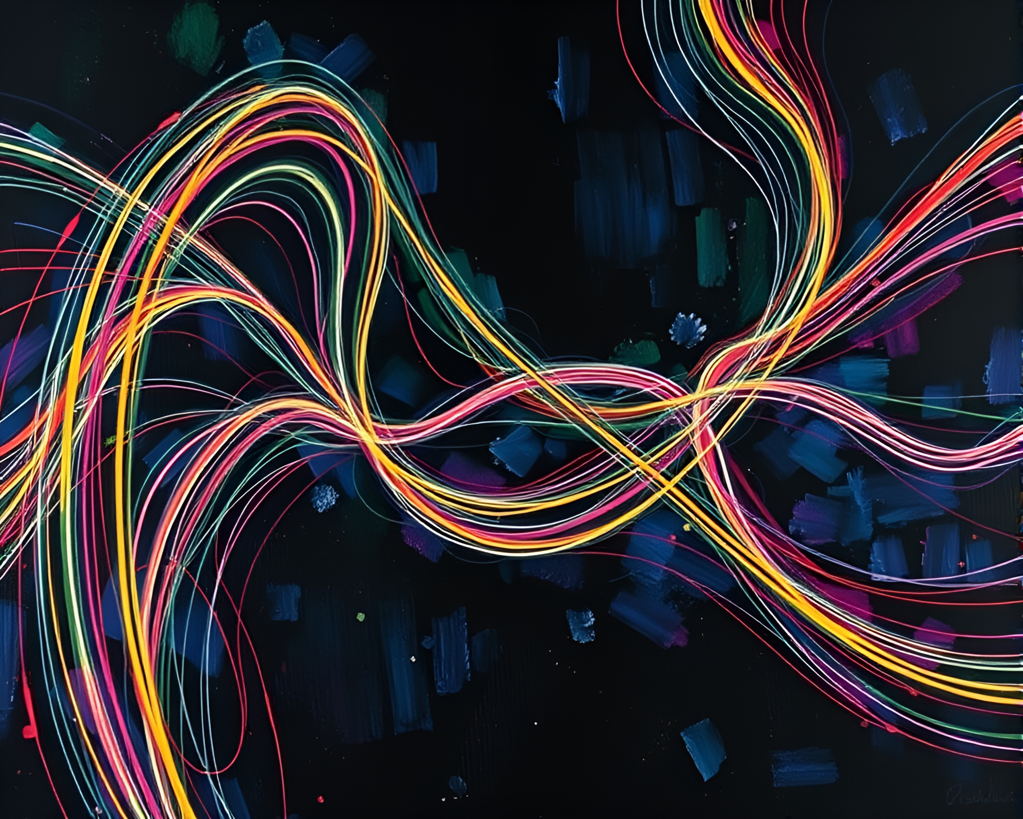 Dynamic Noir Scene with Vibrant Magnetic Field Lines – free AI stock image