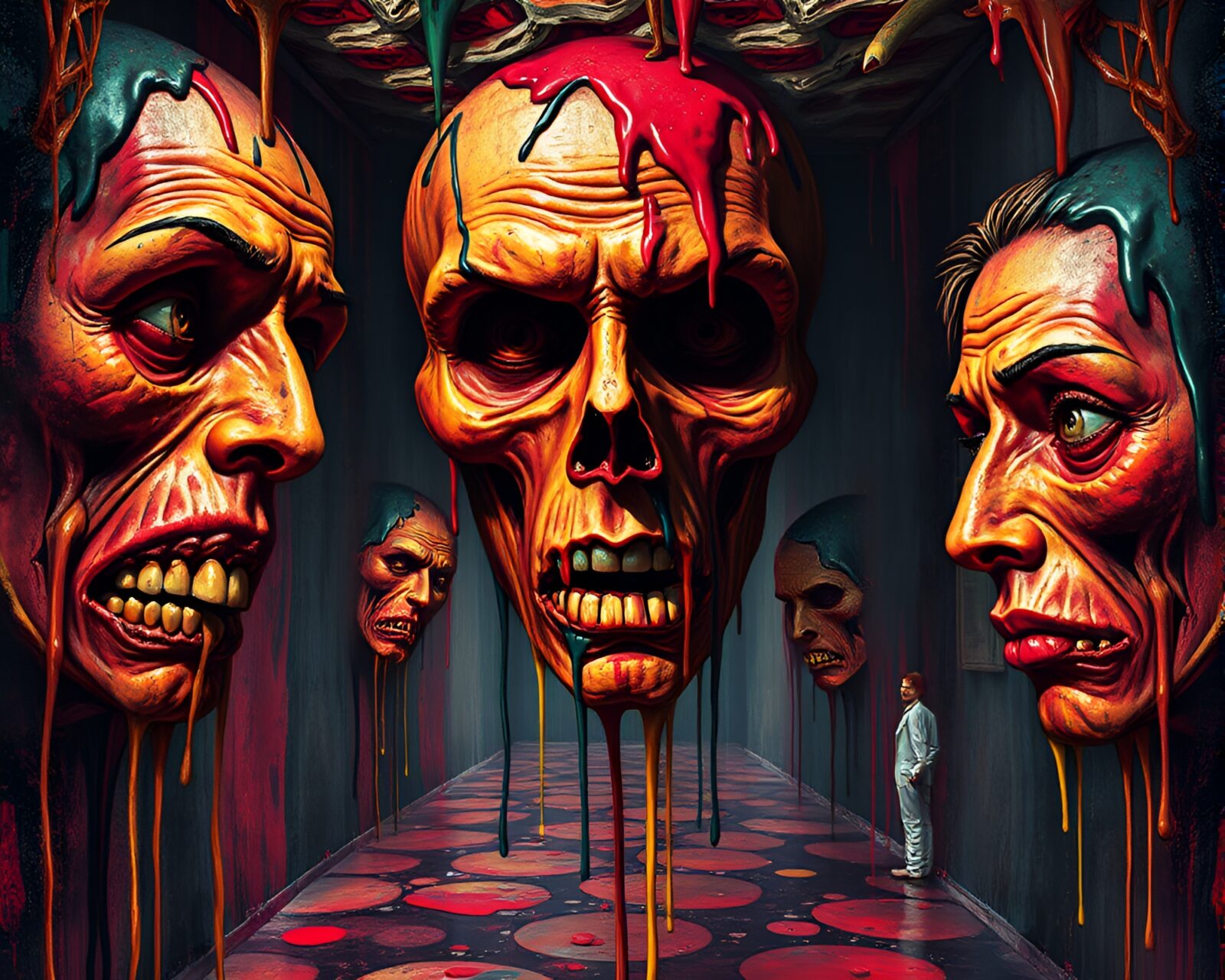 Haunting and atmospheric Pop Art with bold colors and surreal distortions