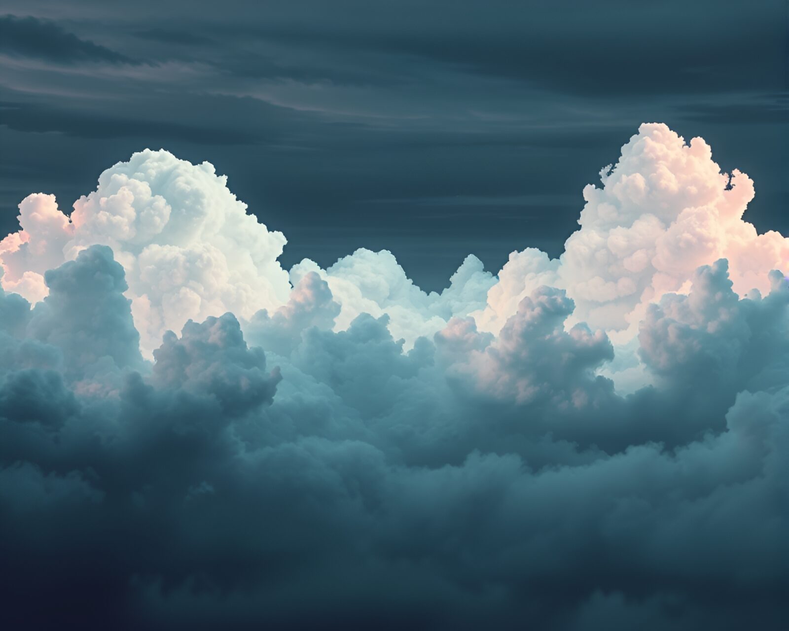 Surreal blend of clouds and glitchy digital world
