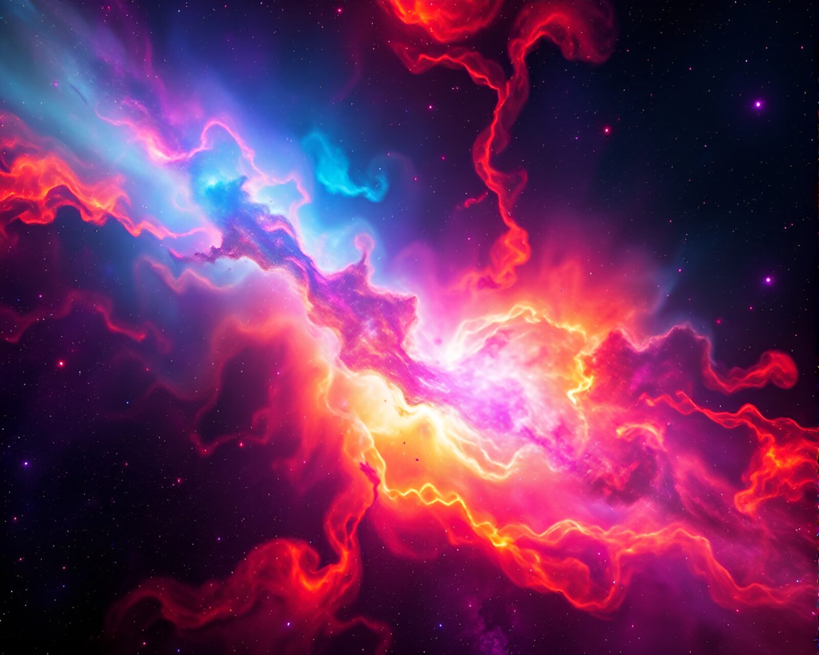 Ethereal nebula with vibrant colors and glitchy effect