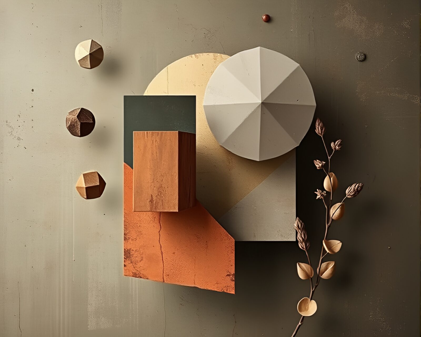 Intriguing composition of geometric shapes with aged textures