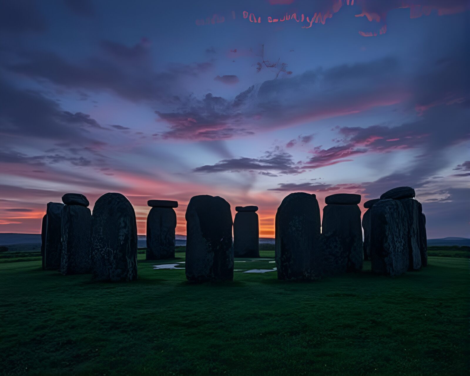 Majestic druidic stone circle art piece in twilight