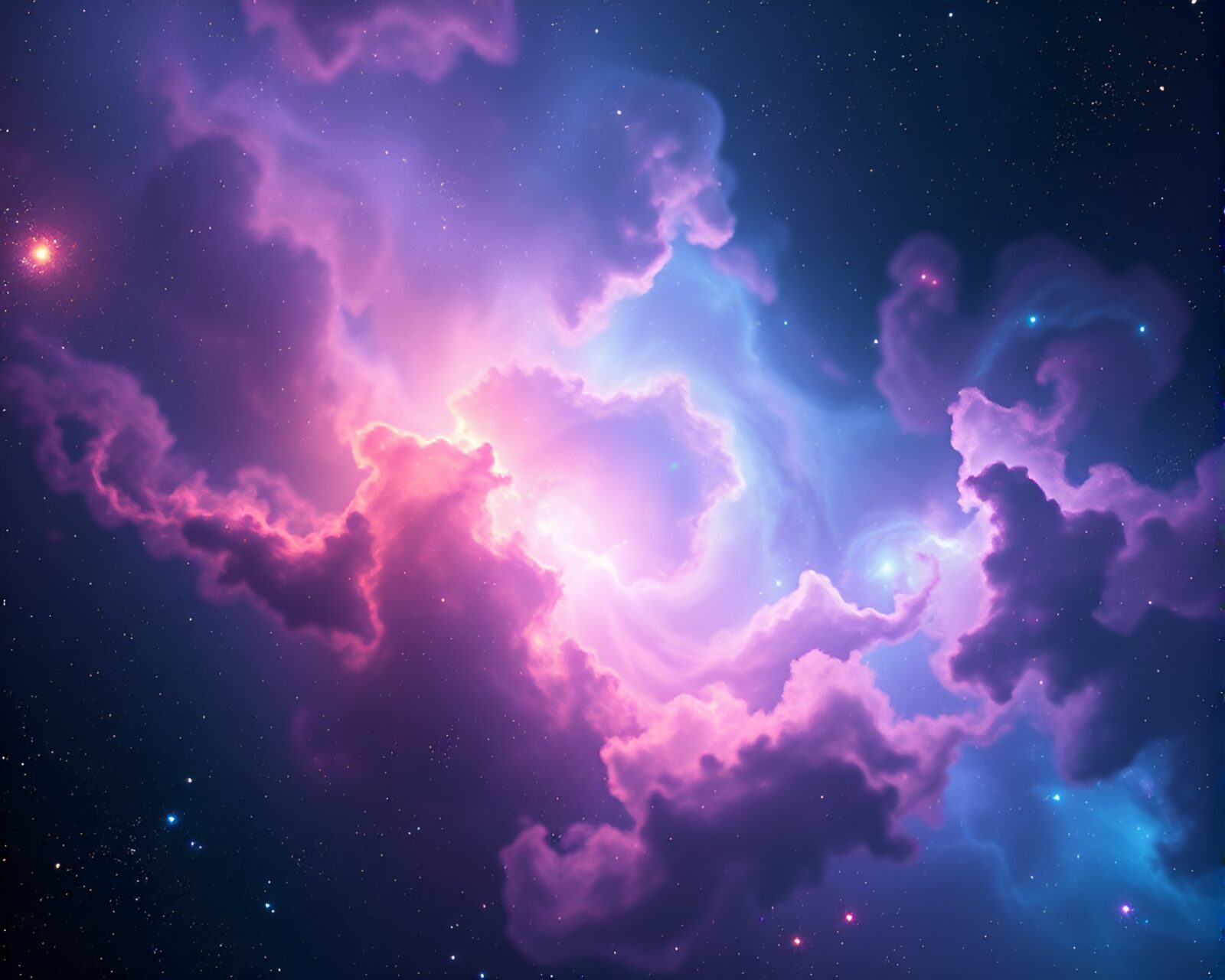 Mesmerizing cosmic nebula with vibrant colors and intricate patterns