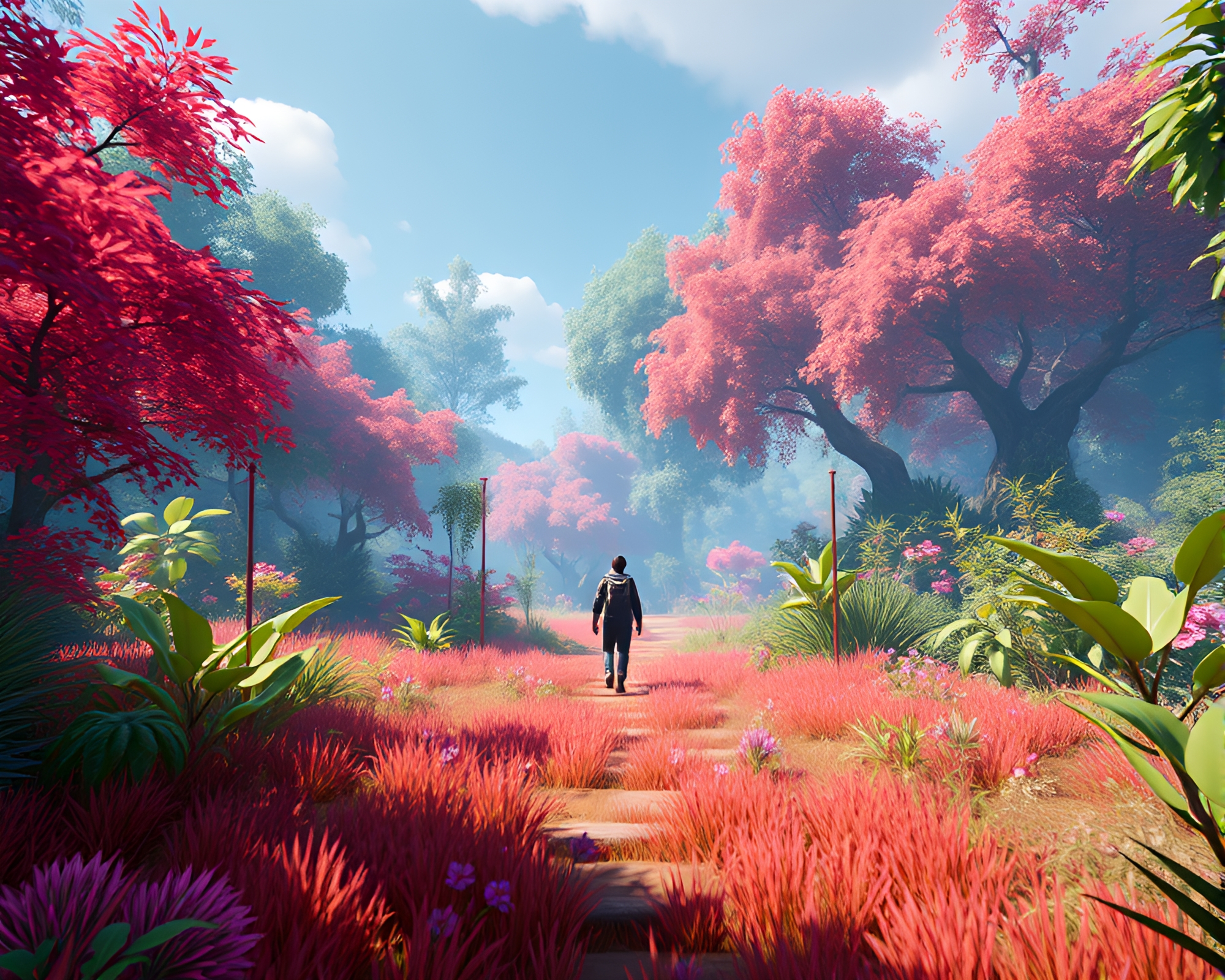 Discover the Serenity of a Lush Garden Escape – free AI stock image
