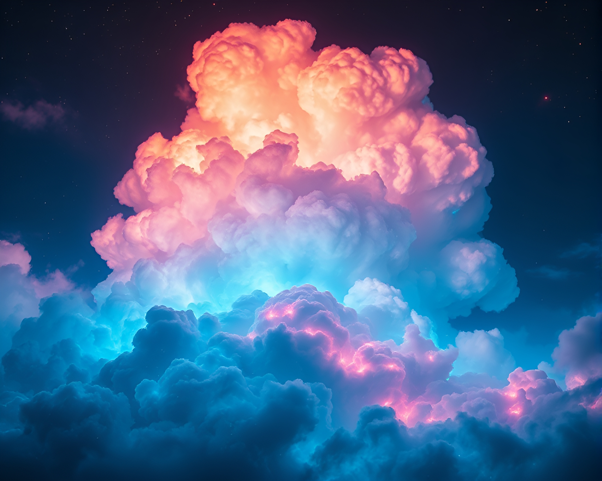 Mesmerizing Iron-Cloud Sky Bioluminescent Glitch Beauty – free AI stock image