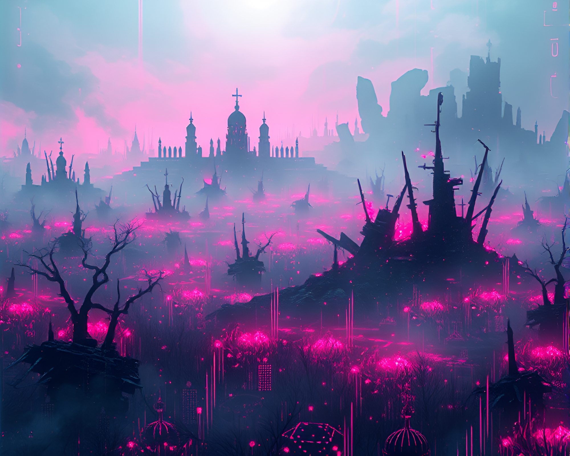Ethereal Spectral Battlefield with Galvanizing 8-Bit Glitch Art – free AI stock image