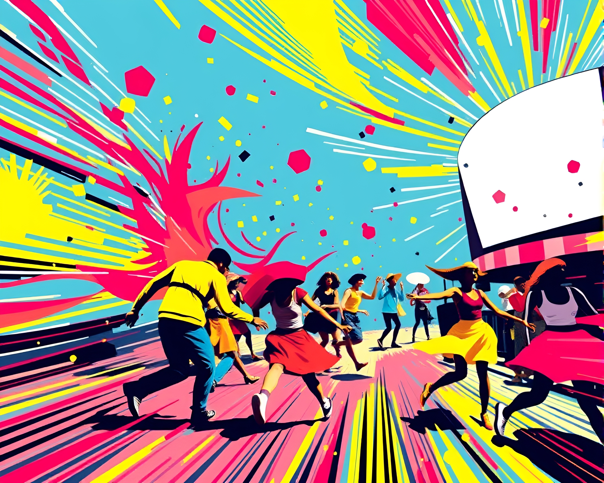Vibrant Pop Art Time-lapse Motion Scene – free AI stock image