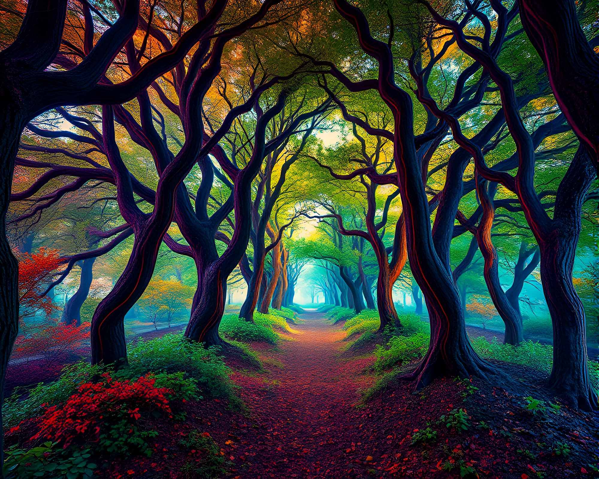 Spectral Oak Forest Transformed by Modern Art – free AI stock image