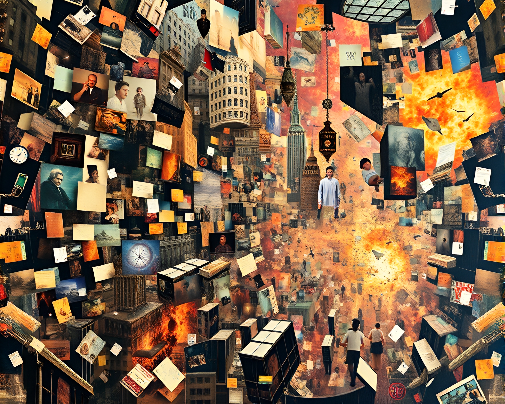 Surreal Photomontage Collage of Memory Palace Chaos – free AI stock image
