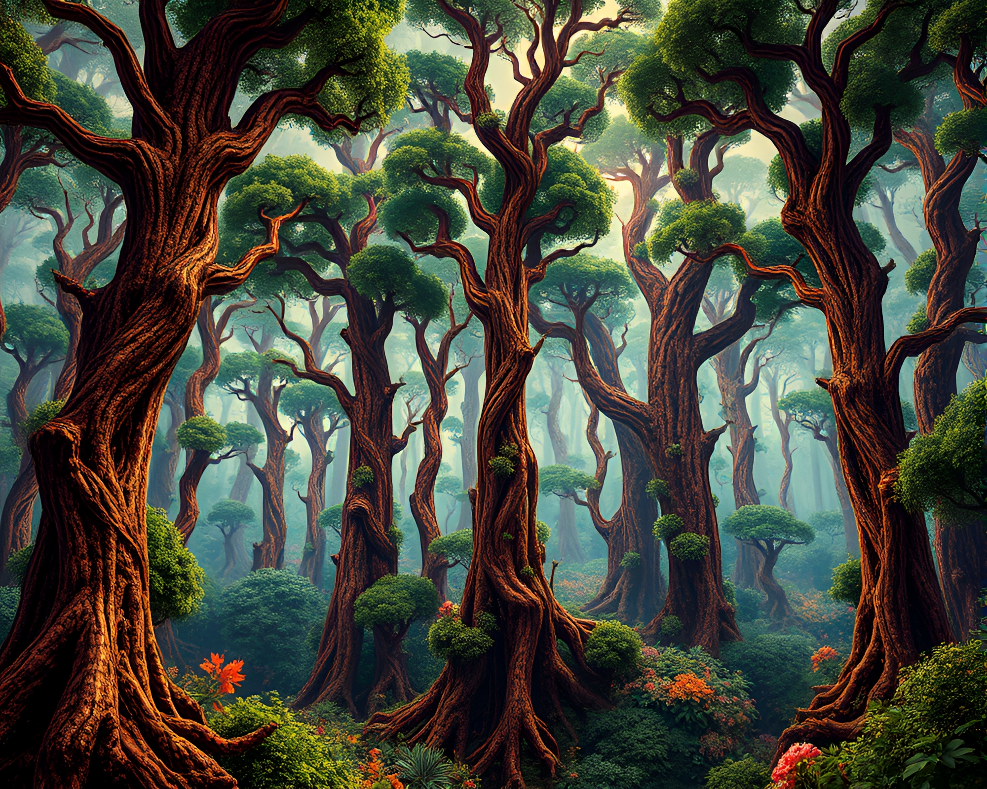 Enchanting Fractal Jungle: A Surreal Wonderland of Vibrant Colors – free AI stock image