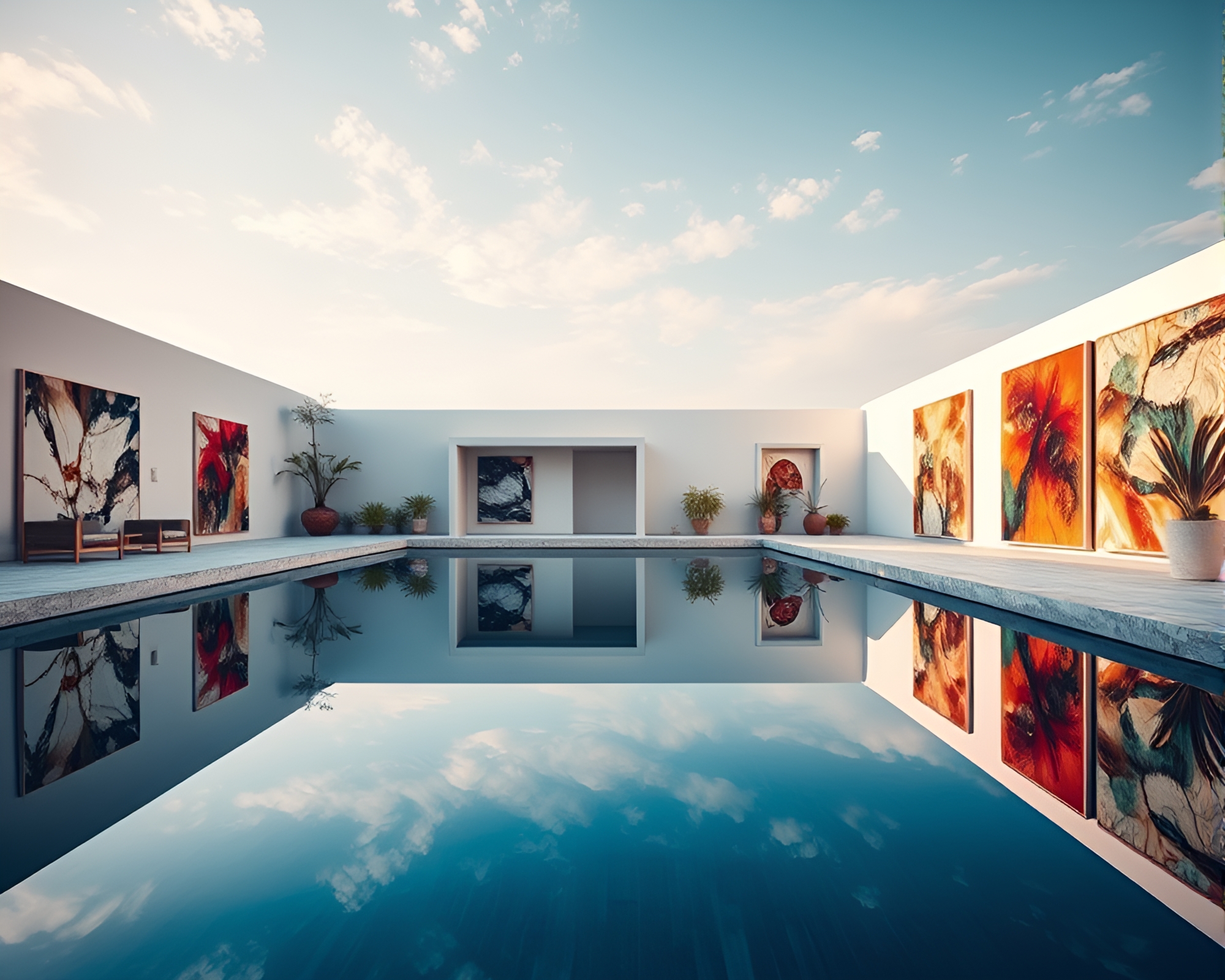 Soothing Oasis Mirage with Abstract Art Delights Viewers – free AI stock image
