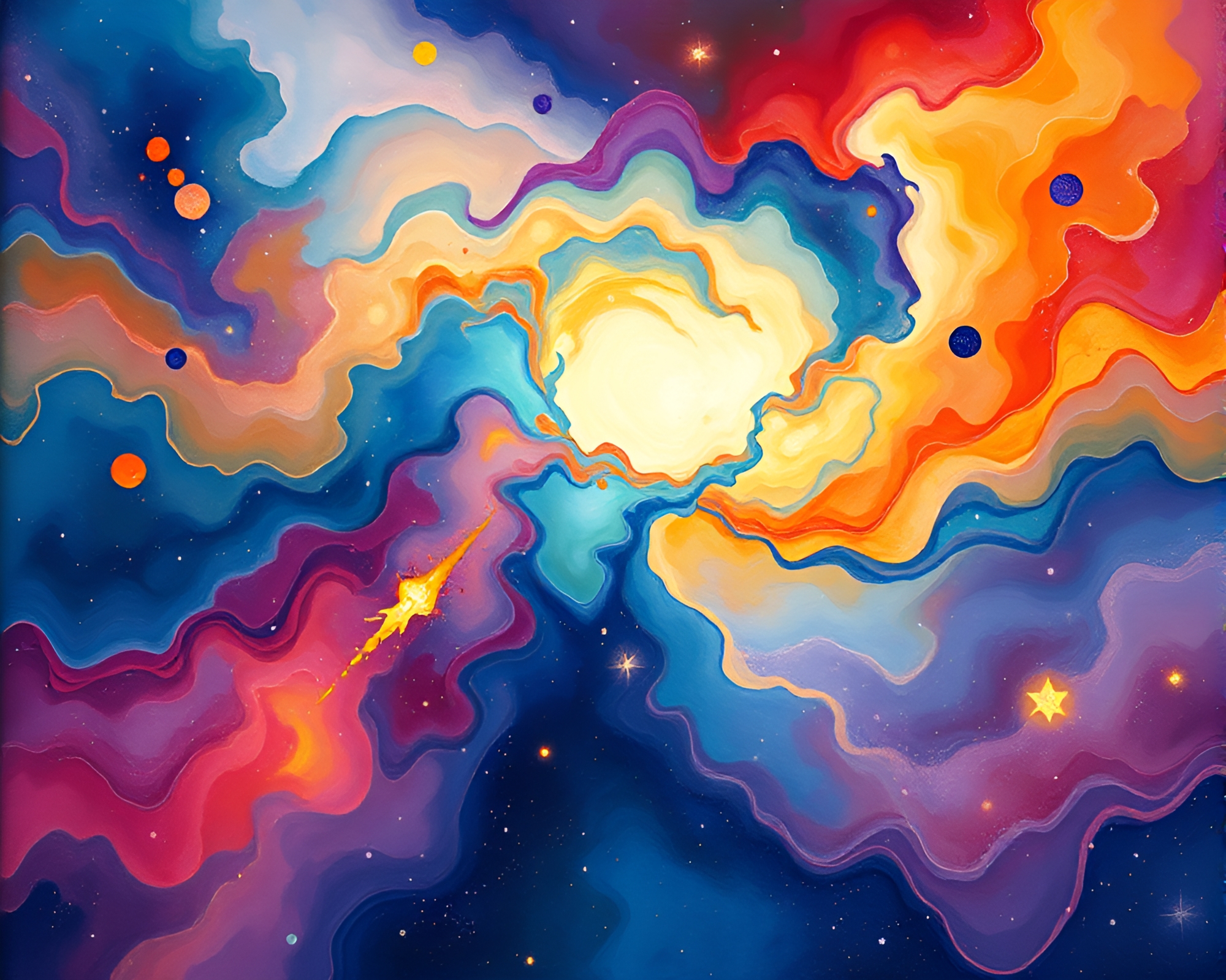 Vibrant Gouache Cosmic Nebula Illustration Sparking Amazement – free AI stock image
