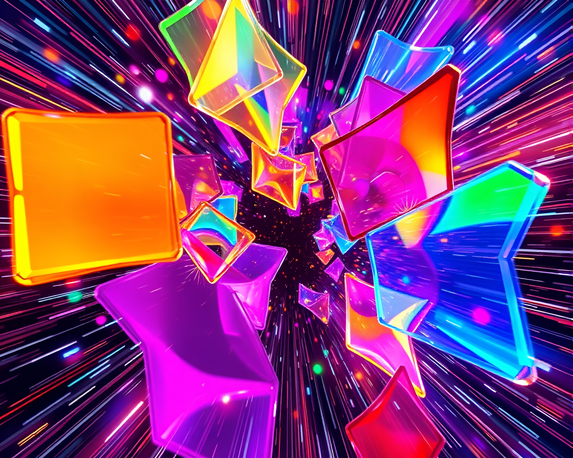 Captivating Dance of Colorful Kinetic Acrylic Shapes – free AI stock image