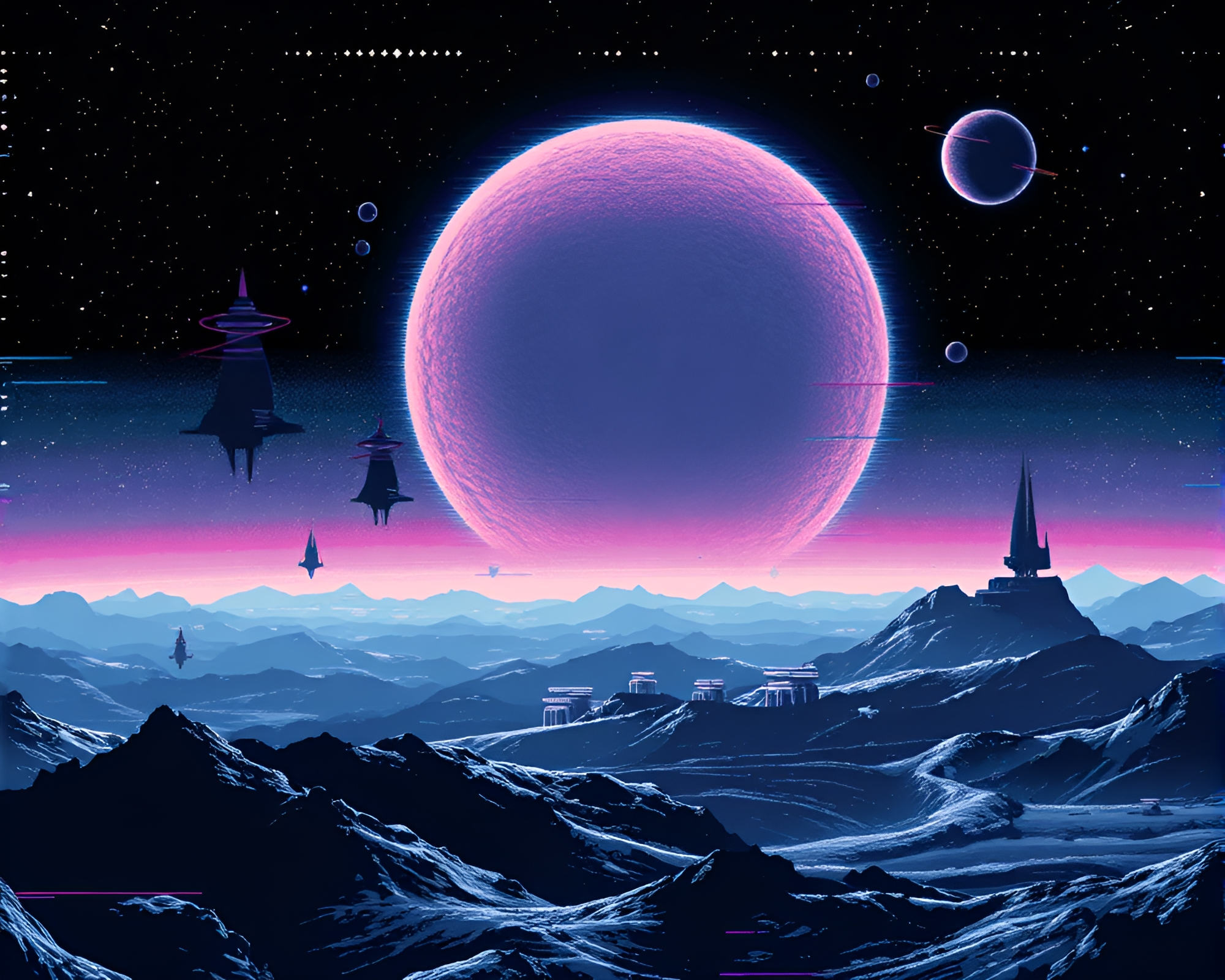 Sombre Solar Sail Ships in Glitch Cosmos – free AI stock image