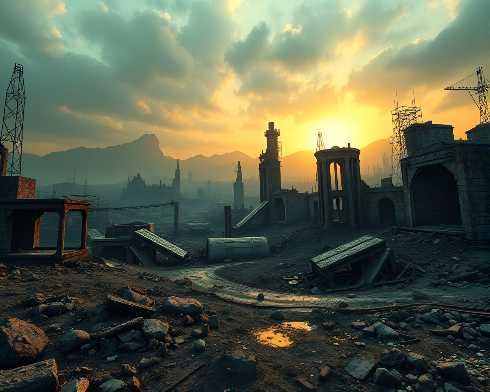 Decaying structures in a claustrophobic, radioactive wasteland in VR