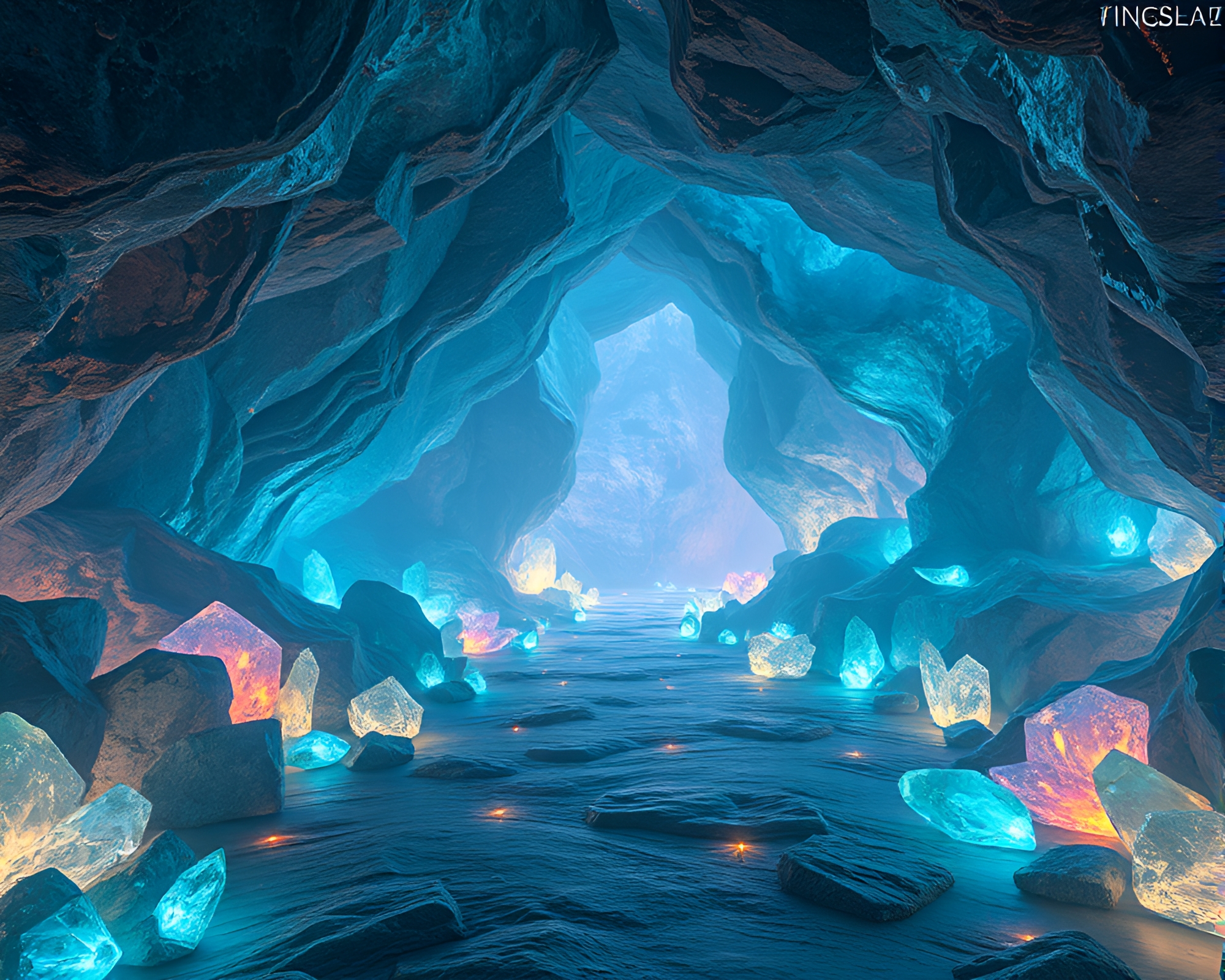Spectacular Crystal-Filled Cavern: A Photorealistic CGI Masterpiece – free AI stock image