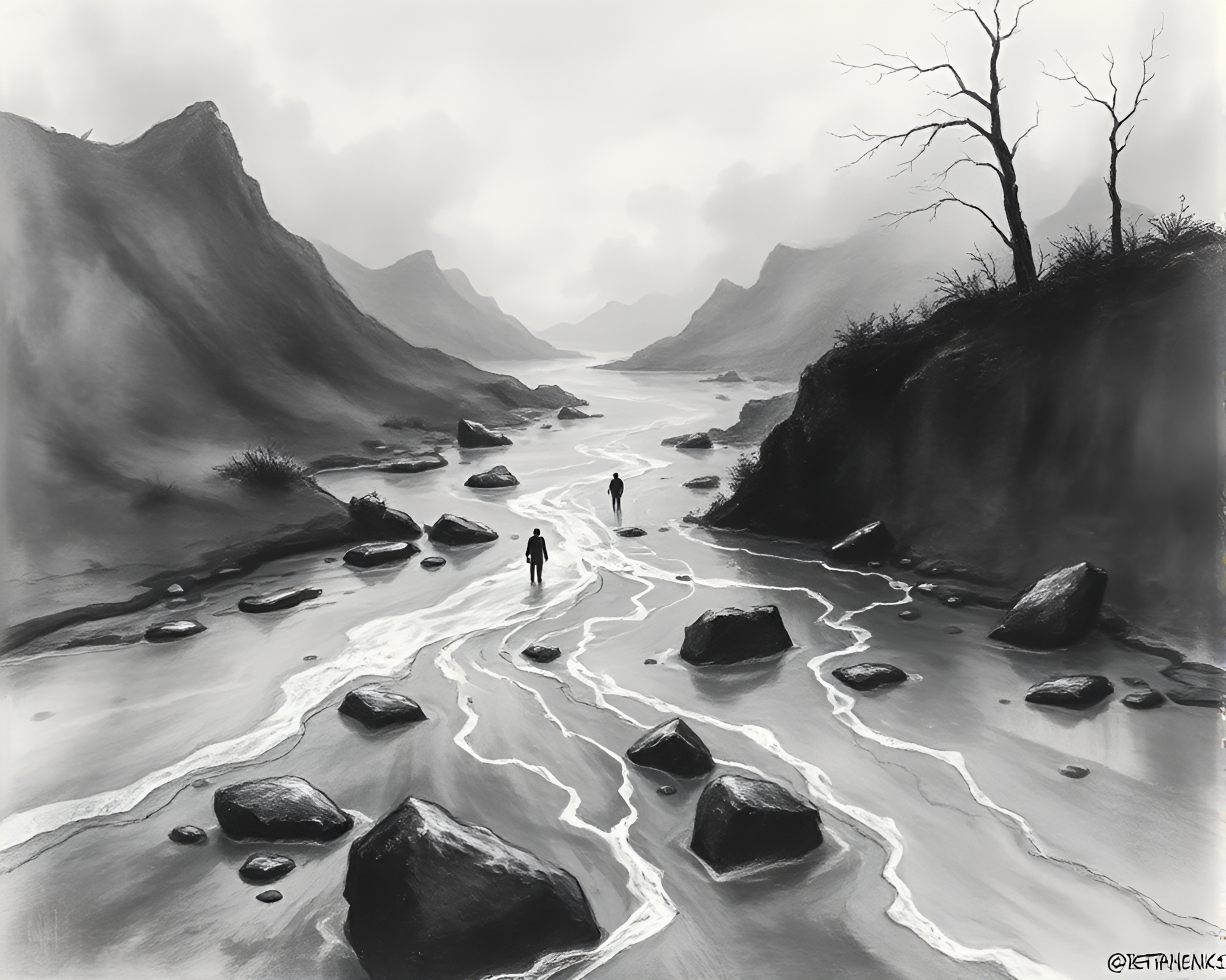 Mystical Mercury River Flowing Through Enchanting Landscape – free AI stock image
