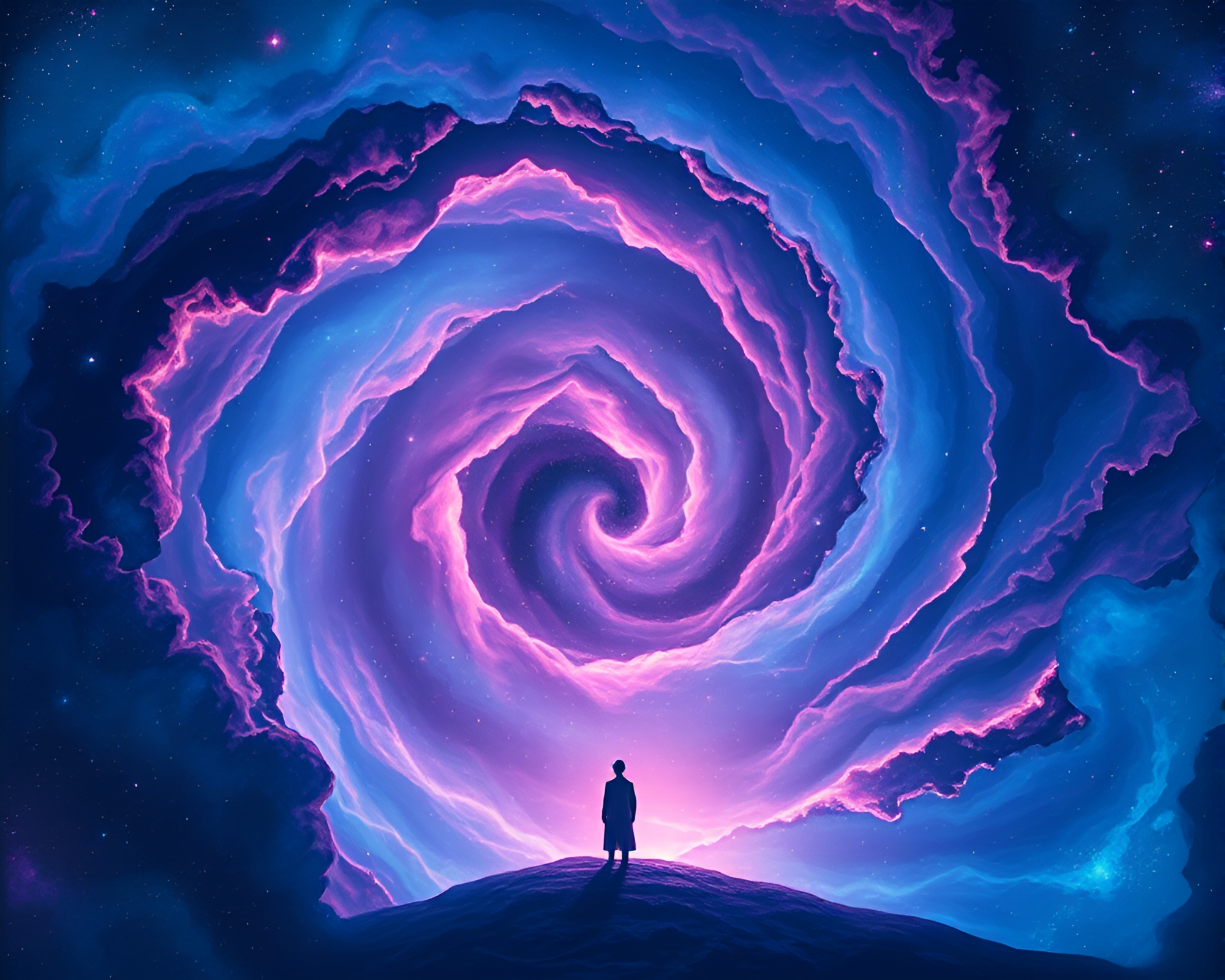 Intricate Pixel Art Featuring Enveloped Figure in Cosmic Nebula – free AI stock image