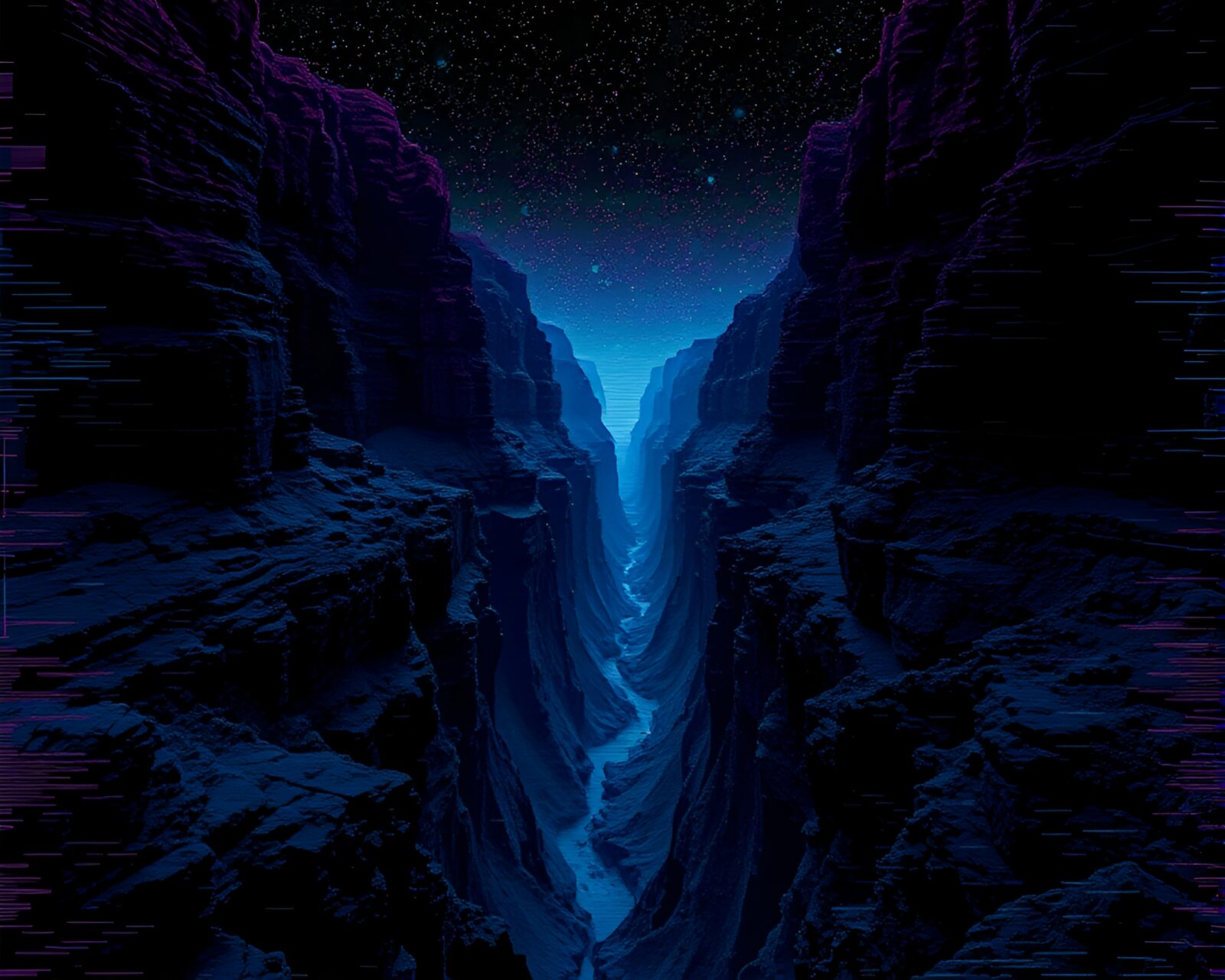Dark hues and digital distortions in surreal 8-bit art