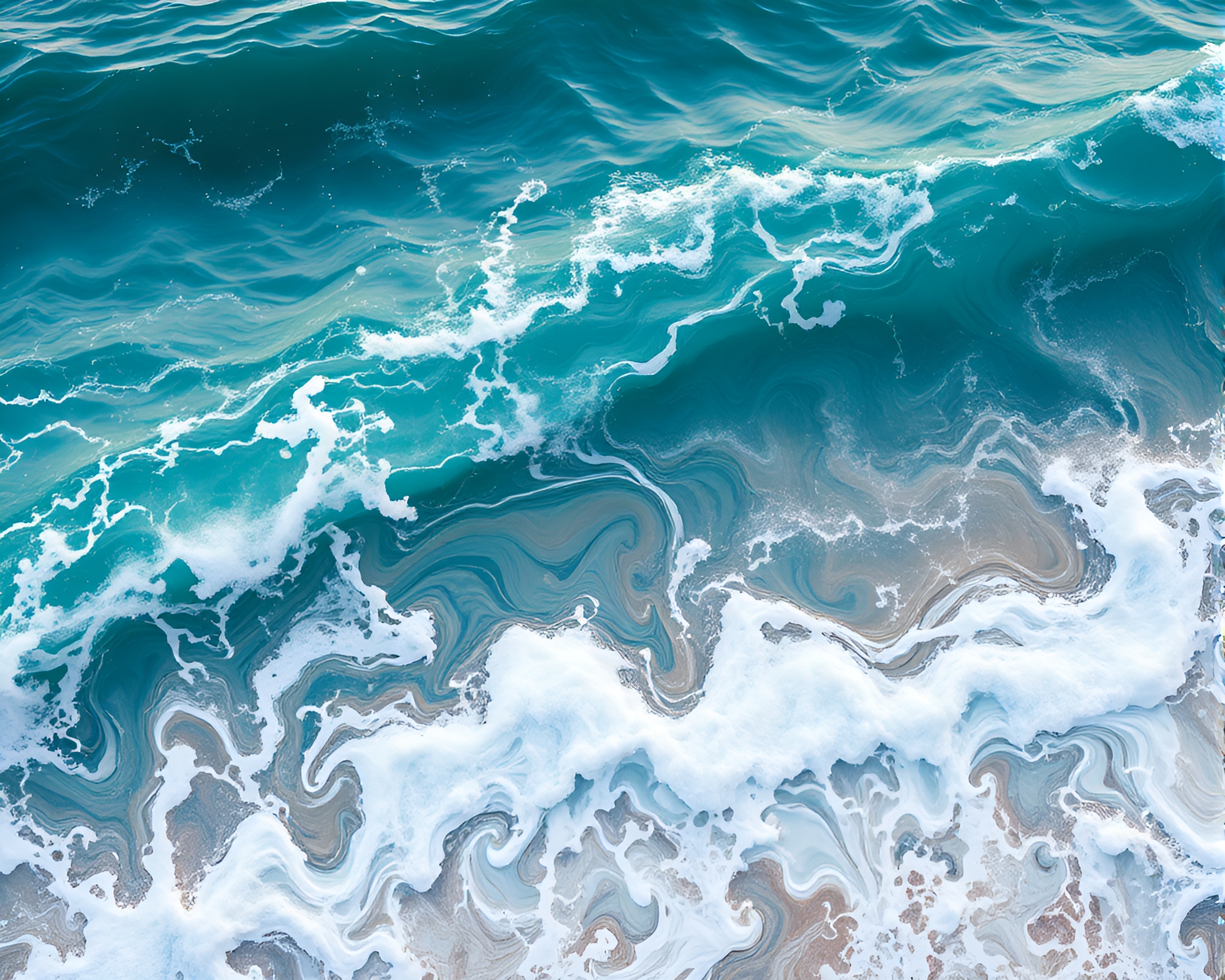 Soothing Ocean Waves with Intricate Ink Swirls – free AI stock image