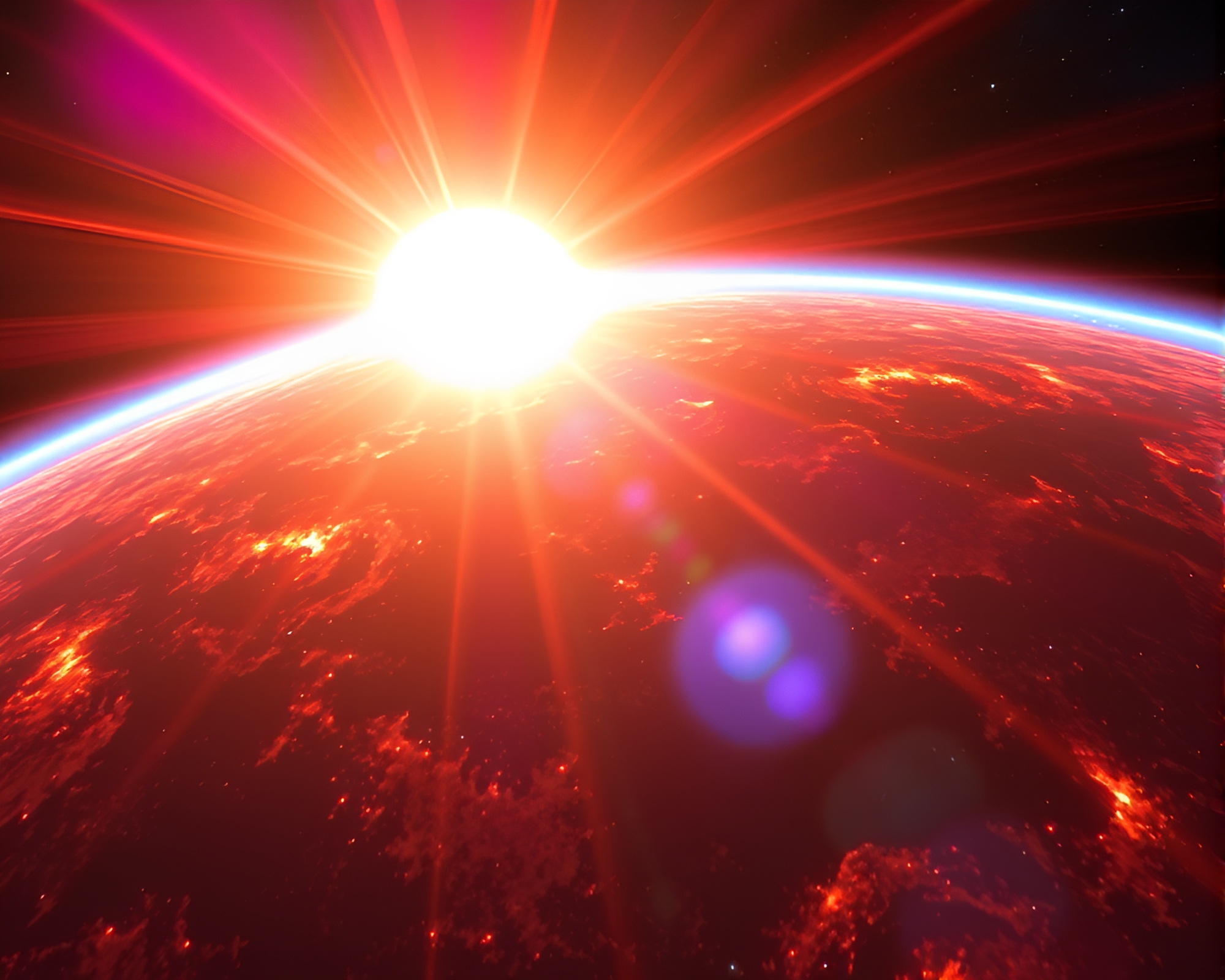 Breathtaking 3D Rendering of Solar Flare Rising Above Horizon – free AI stock image