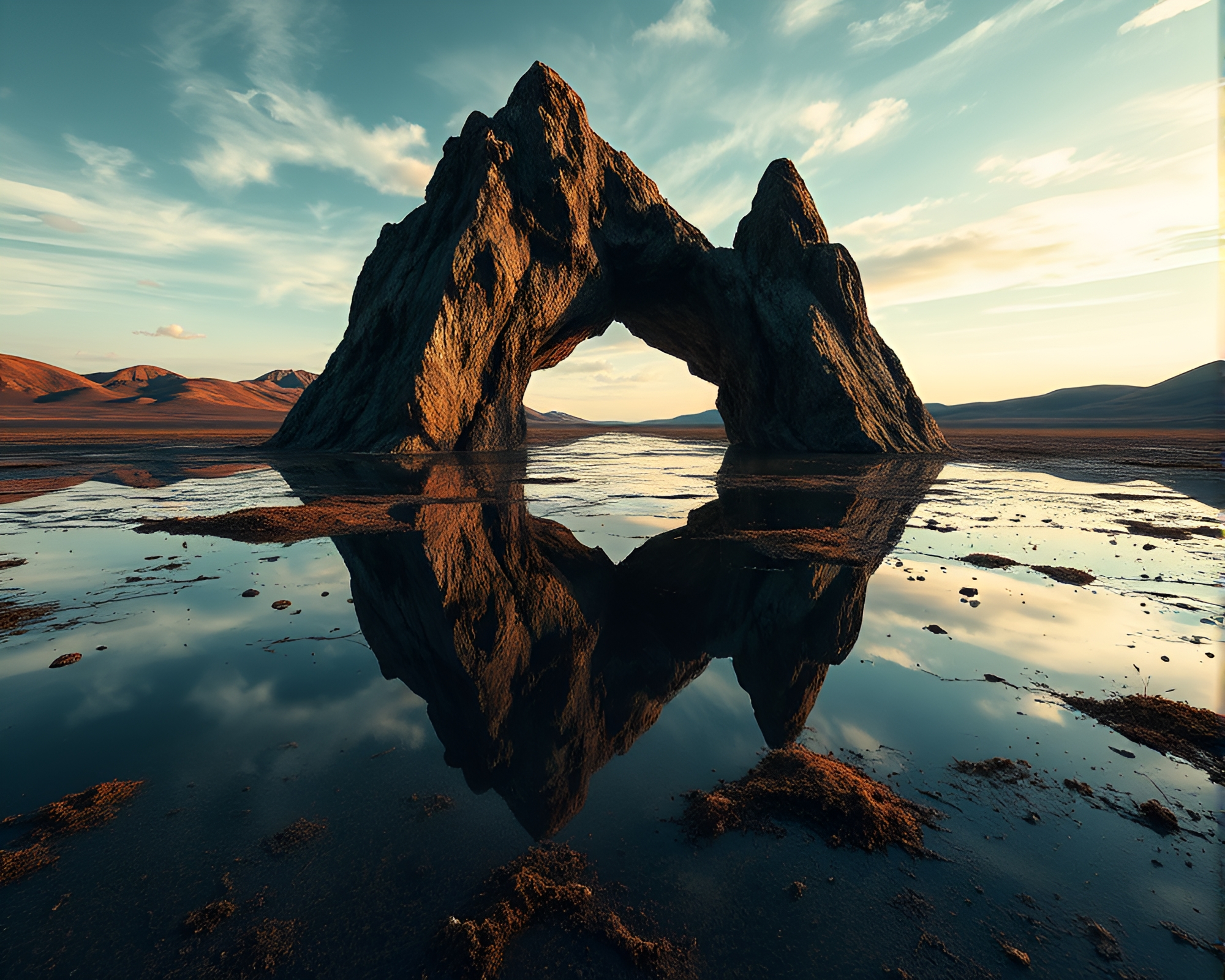 Surreal Cubist Landscape Reflects Oppressive Distortion – free AI stock image