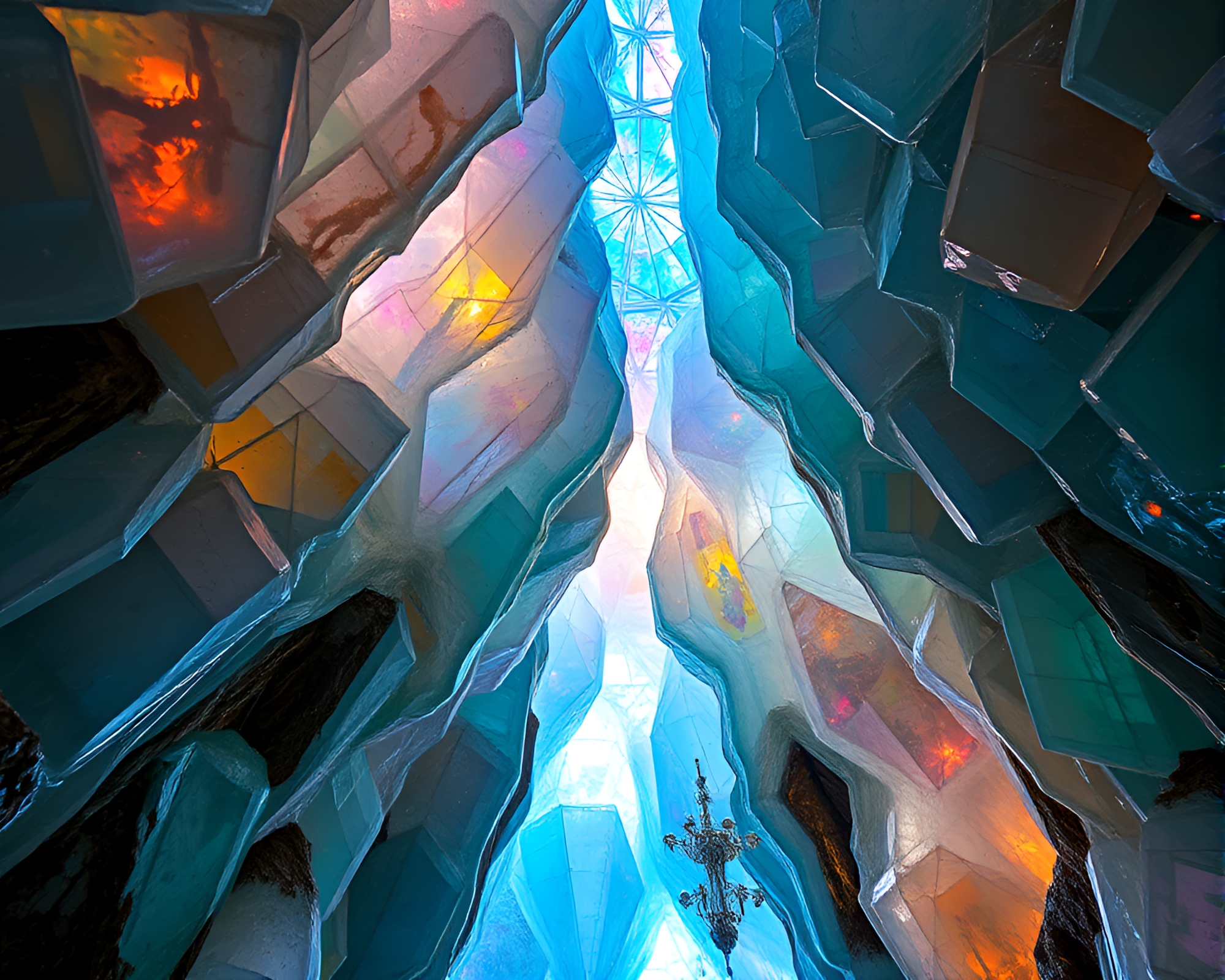 Mesmerizing Colors and Patterns in Crystal Cavern – free AI stock image