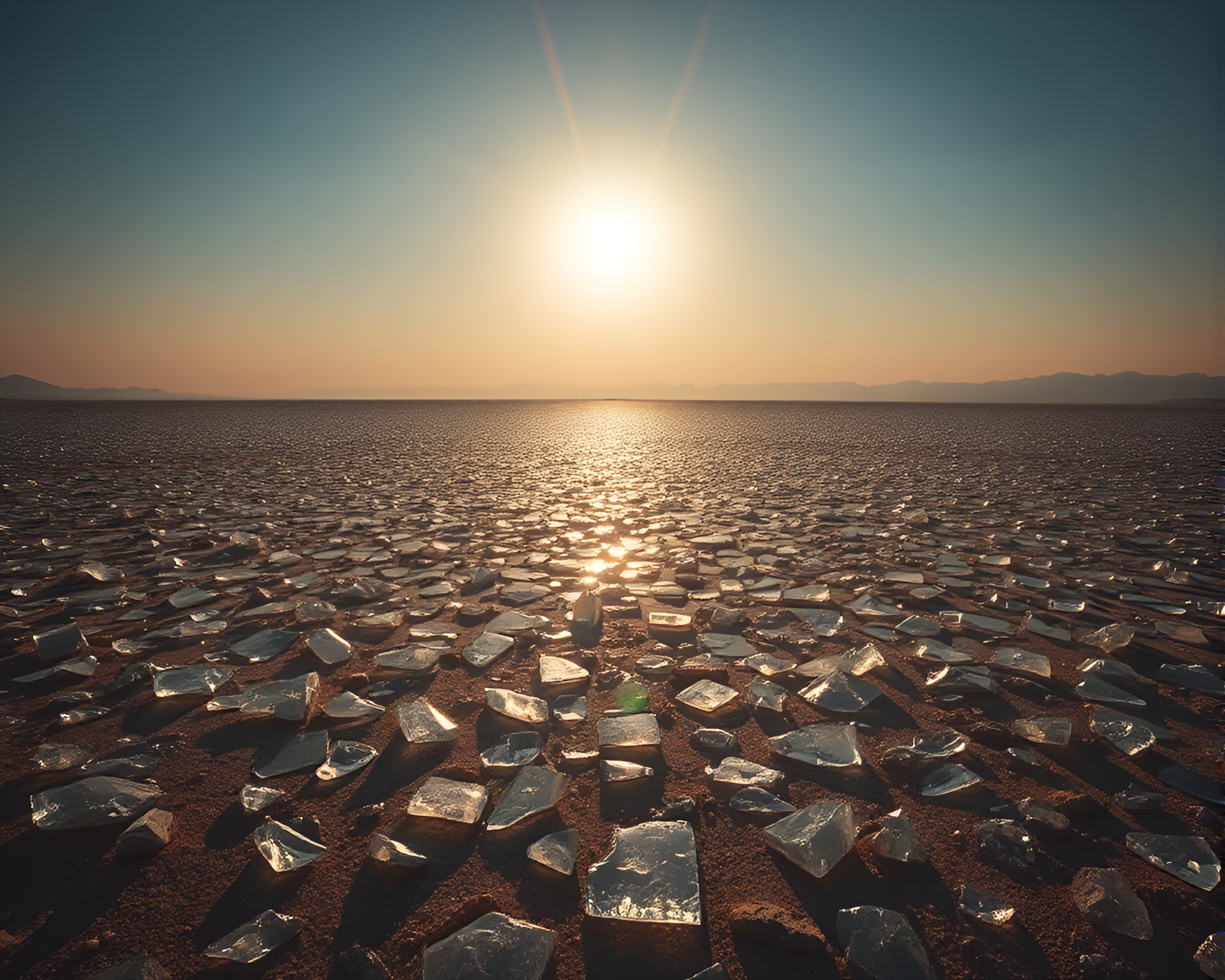 Mesmerizing Glass Shard Desert Landscape under Sunlight – free AI stock image