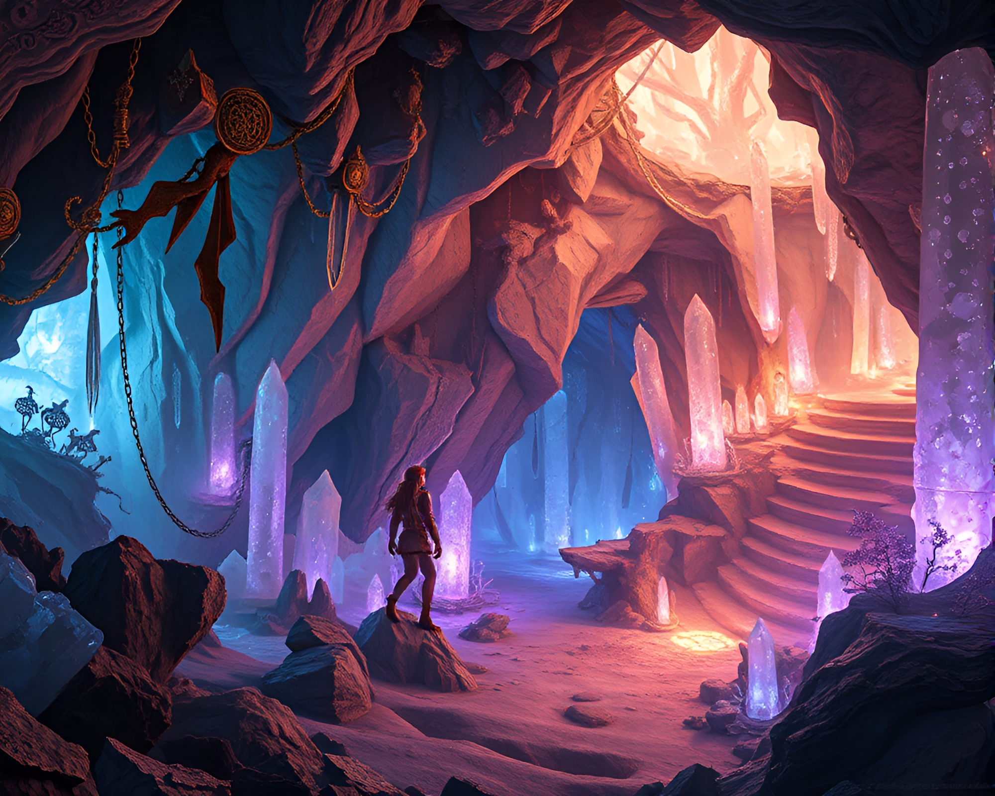 Enchanting Crystal Cavern Illuminated by Unearthly Glow – free AI stock image