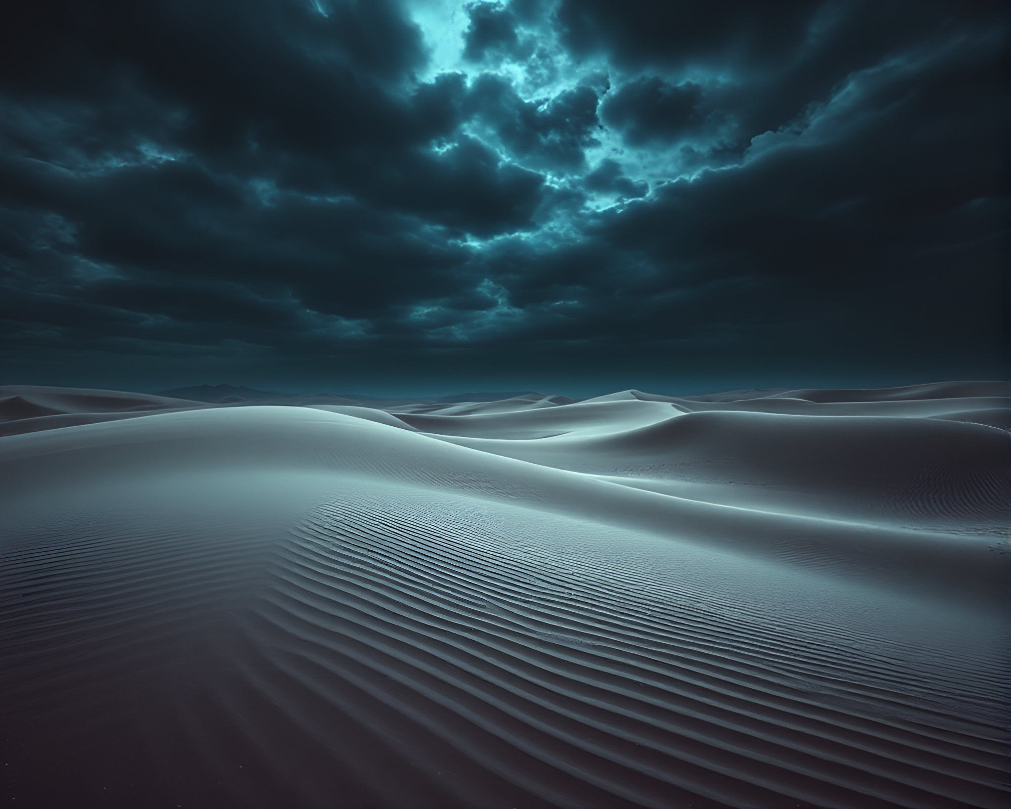 Eerie Coral-Sand Dunes Under Noir Sky Digital Art – free AI stock image