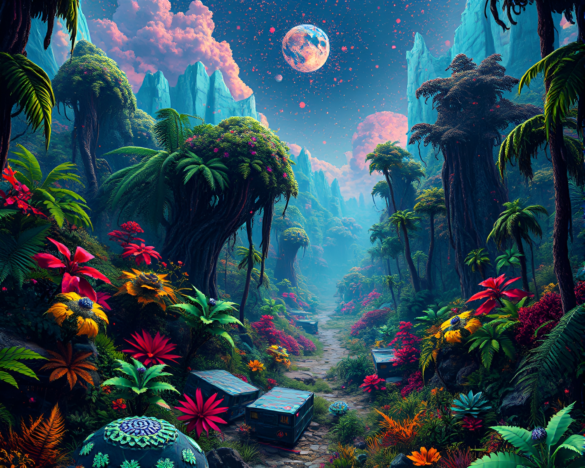 Post-Apocalyptic Jungle: Nature and Technology Fusion – free AI stock image
