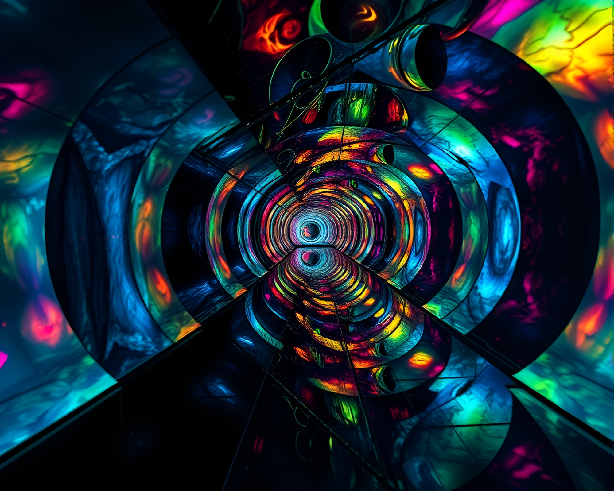 Mesmerizing Underground Mirror Labyrinth Reflecting Dreamlike Colors – free AI stock image