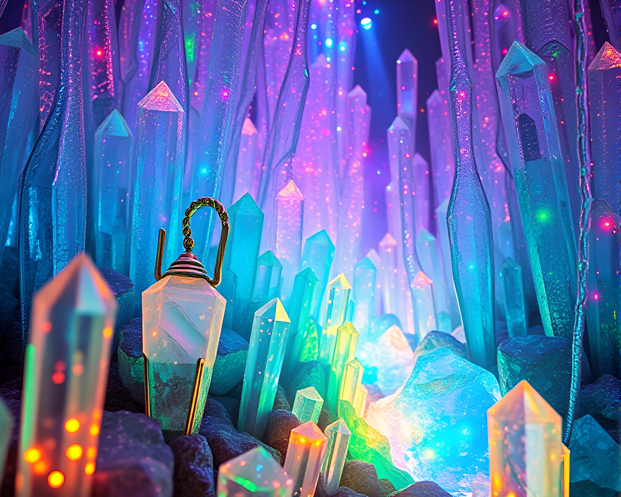Intriguing Silicon Crystal Forest Glowing with Vibrant Colors – free AI stock image