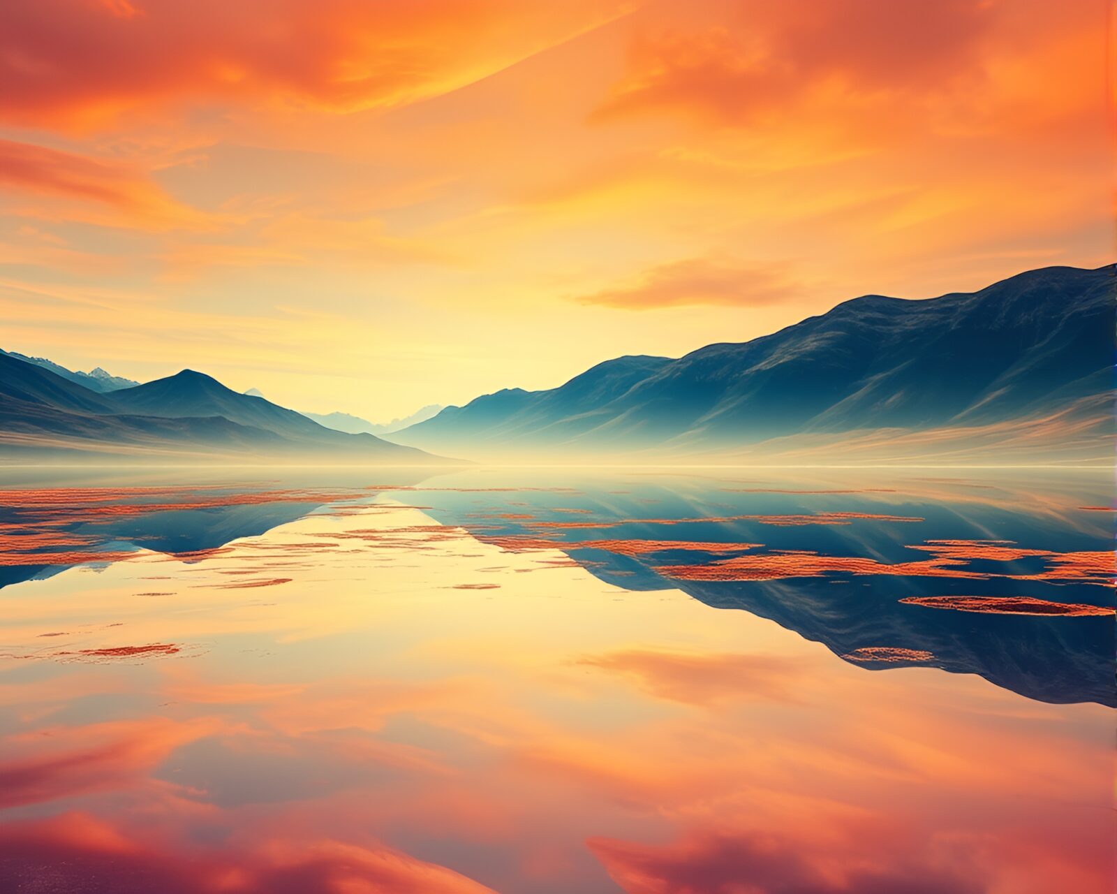Vibrant water reflection creating calming serene atmosphere