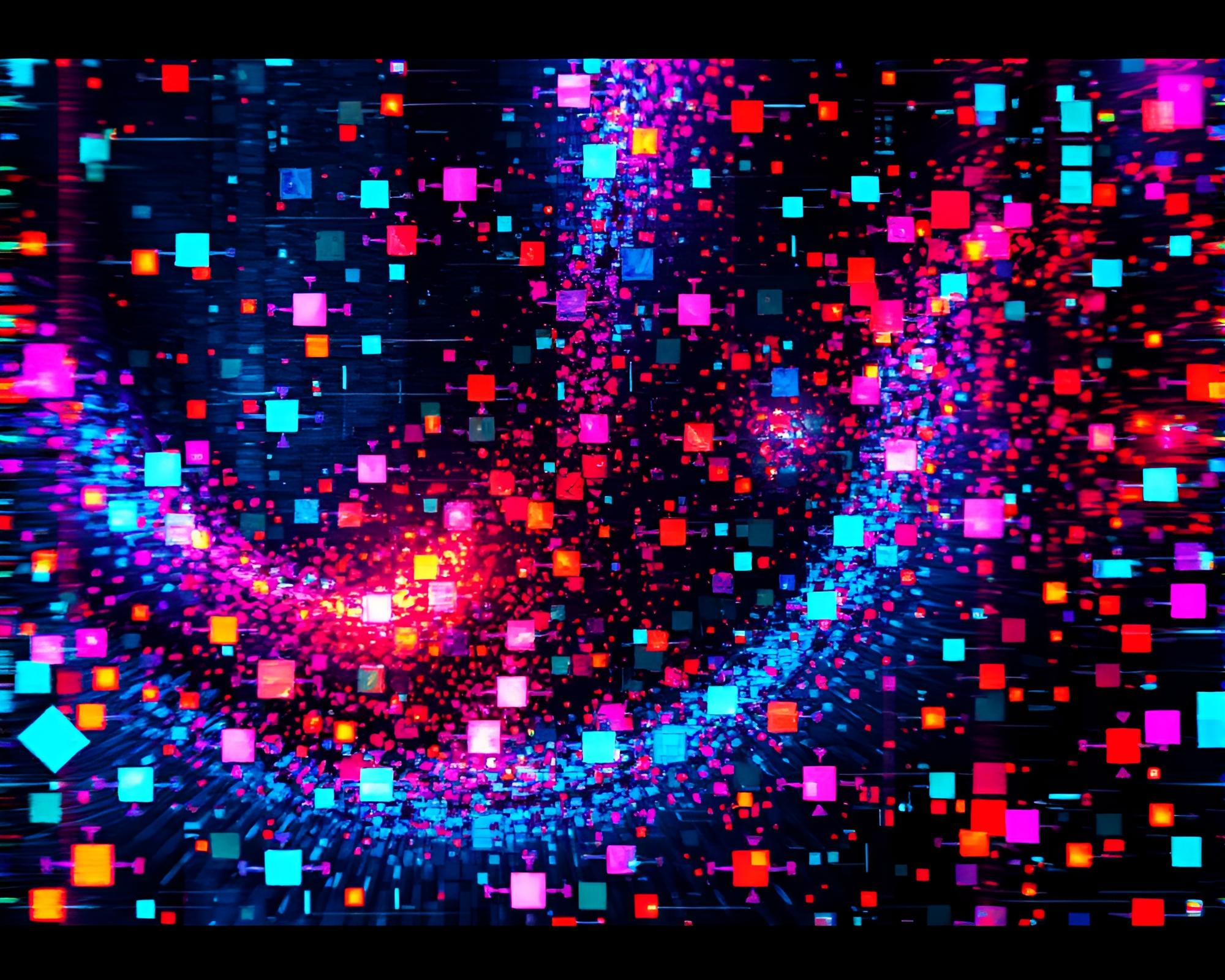 Mesmerizing Digital Glitch Realm with Tense Mosaic Tiles – free AI stock image