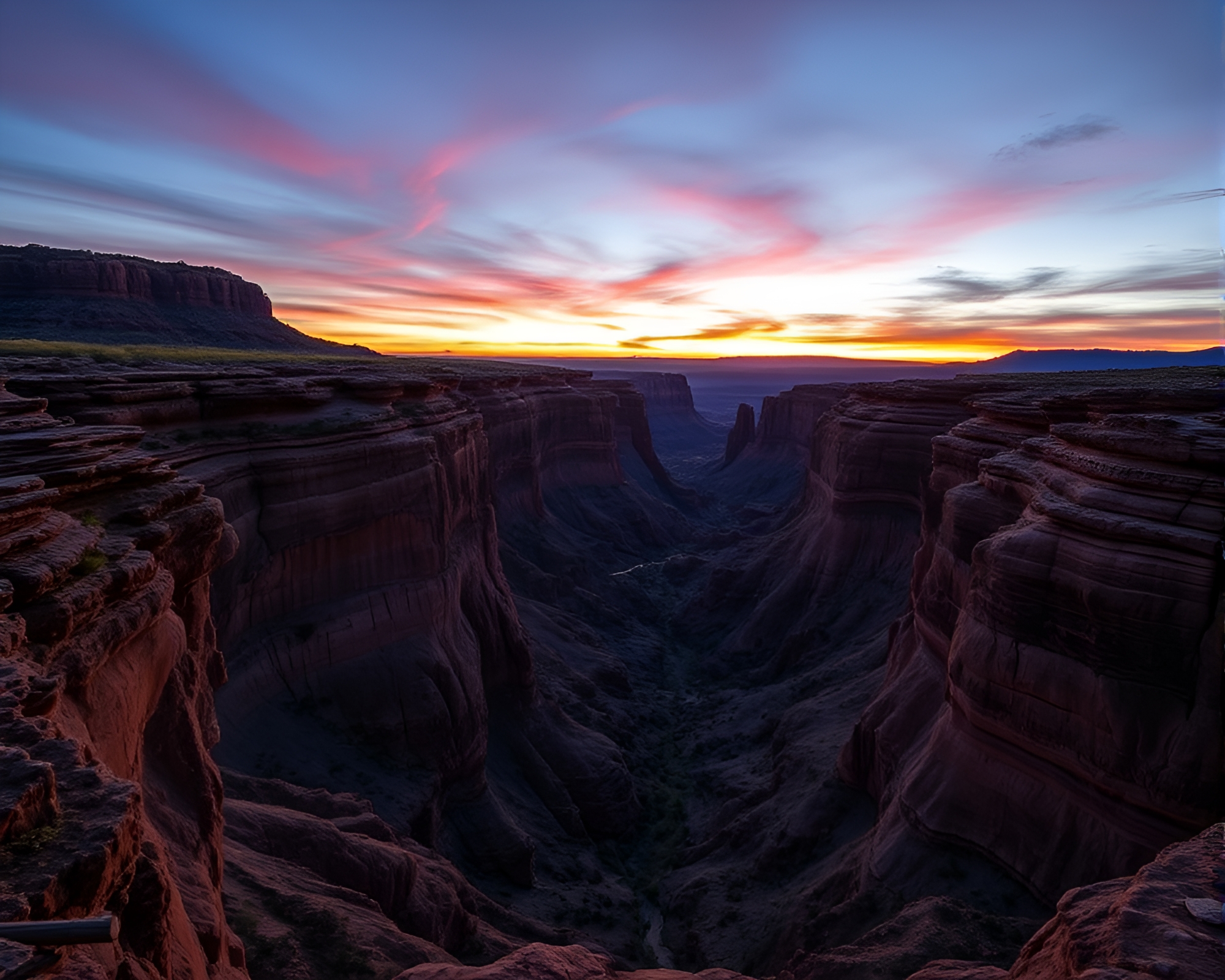 Breathtaking Obsidian Canyon at Dusk with Serene Sunset Glow – free AI stock image