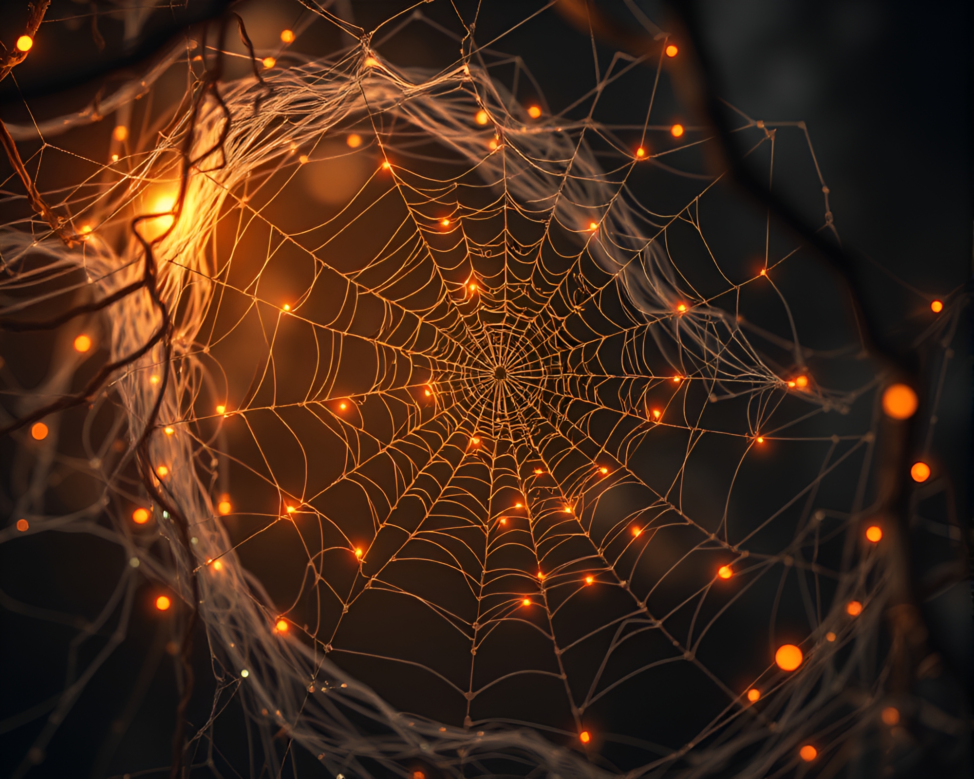 Enigmatic Ancient Web Enveloped in Quantum Entanglement Glow – free AI stock image