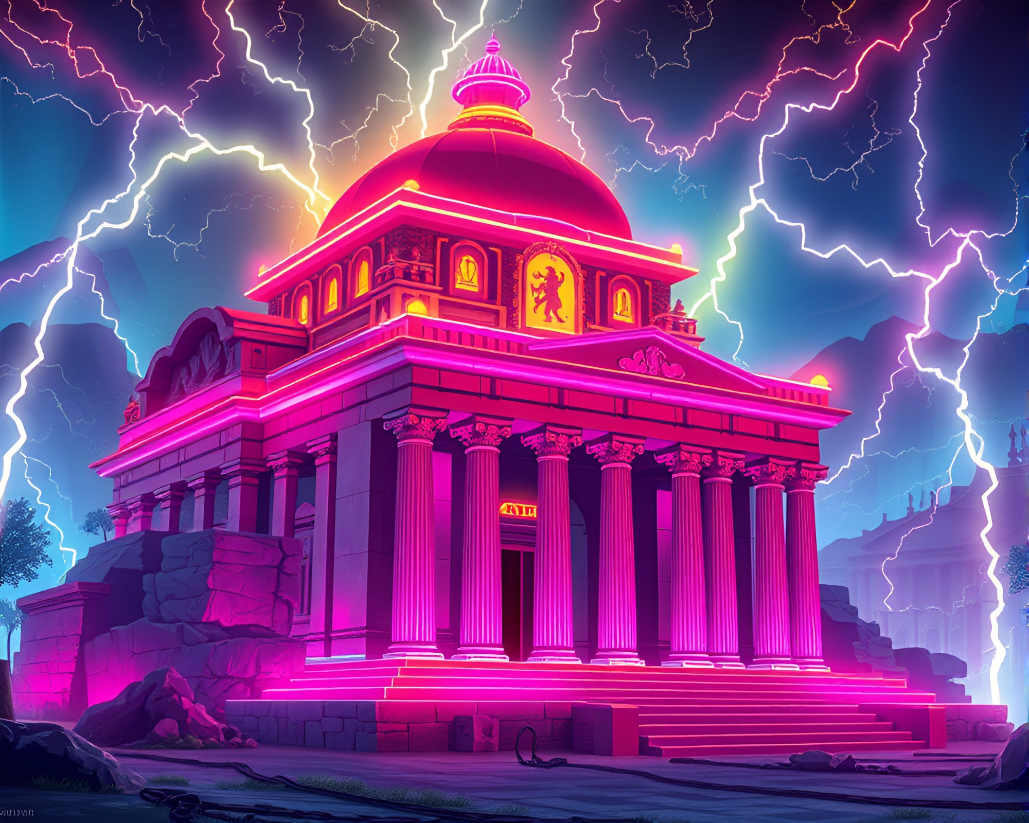 Electrifying Memory Palace Vector Art Illustration – free AI stock image