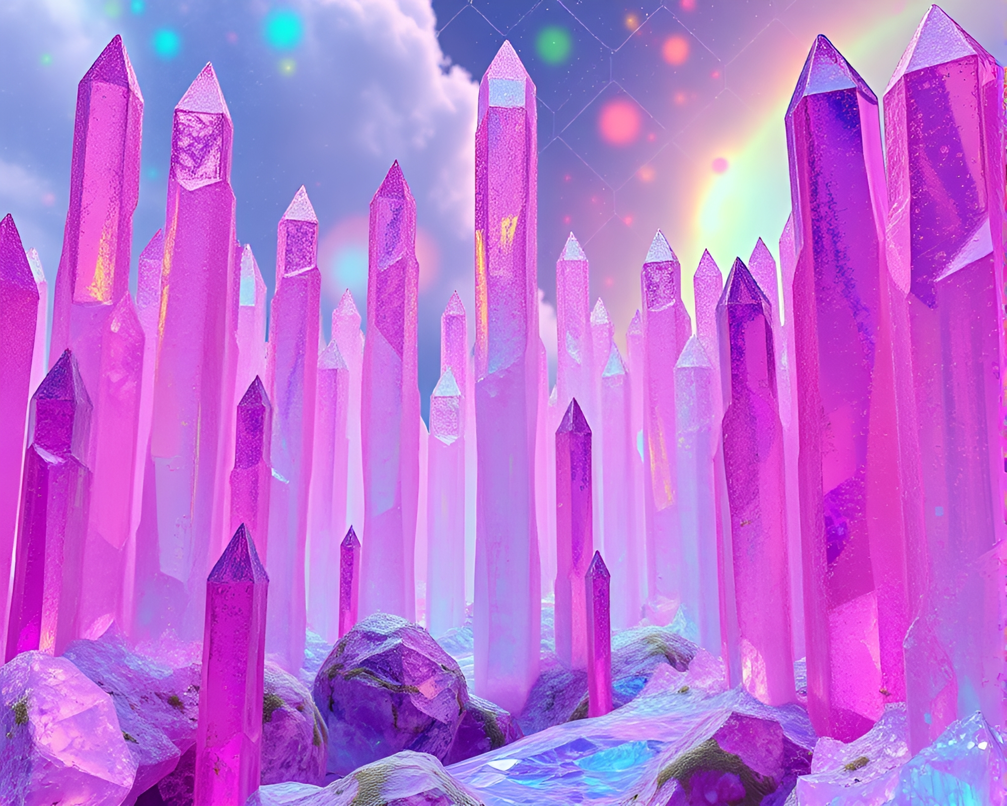 Radiant Silicon Crystal Forest in Otherworldly Landscape – free AI stock image