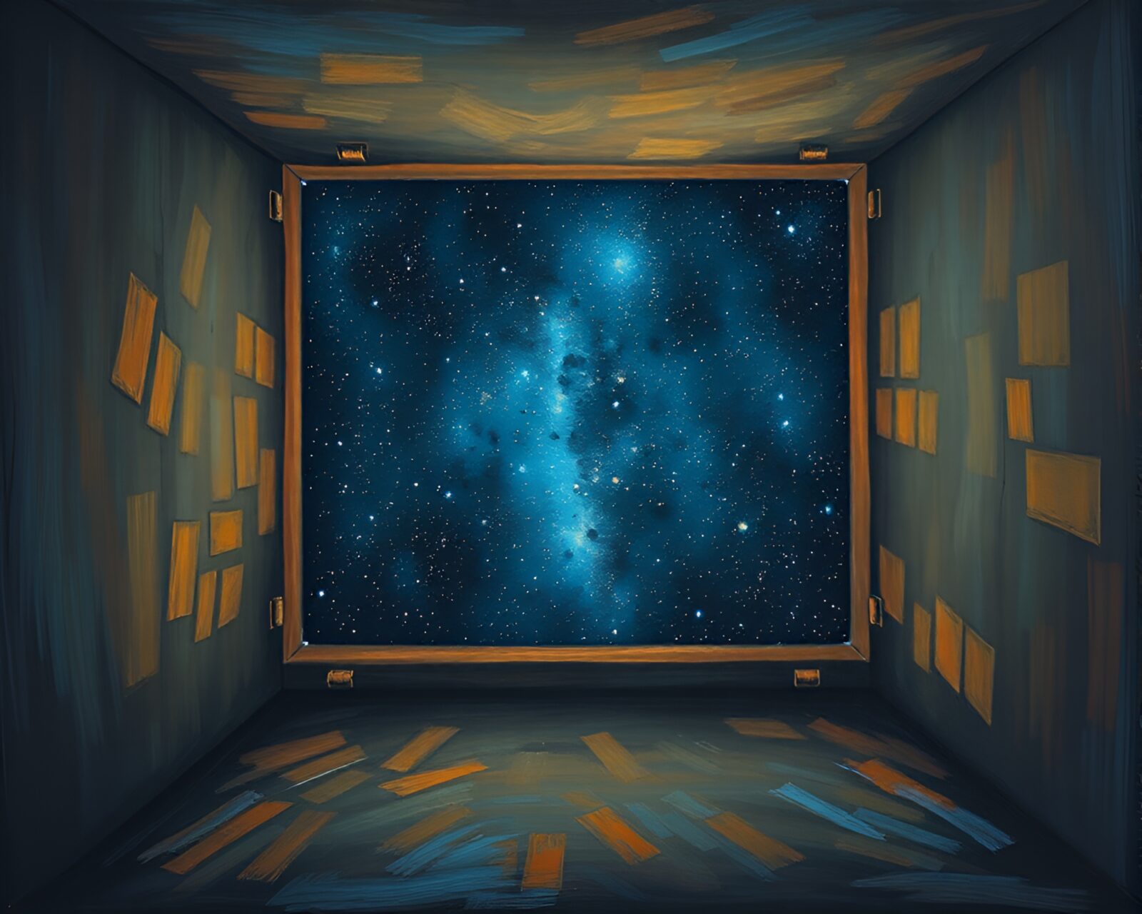 Vast universe in confined space oil artwork night sky