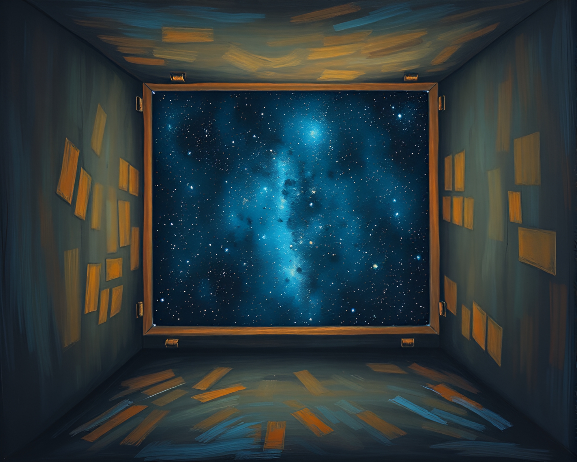 Infinite Starfield in Claustrophobic Oil Painting – free AI stock image