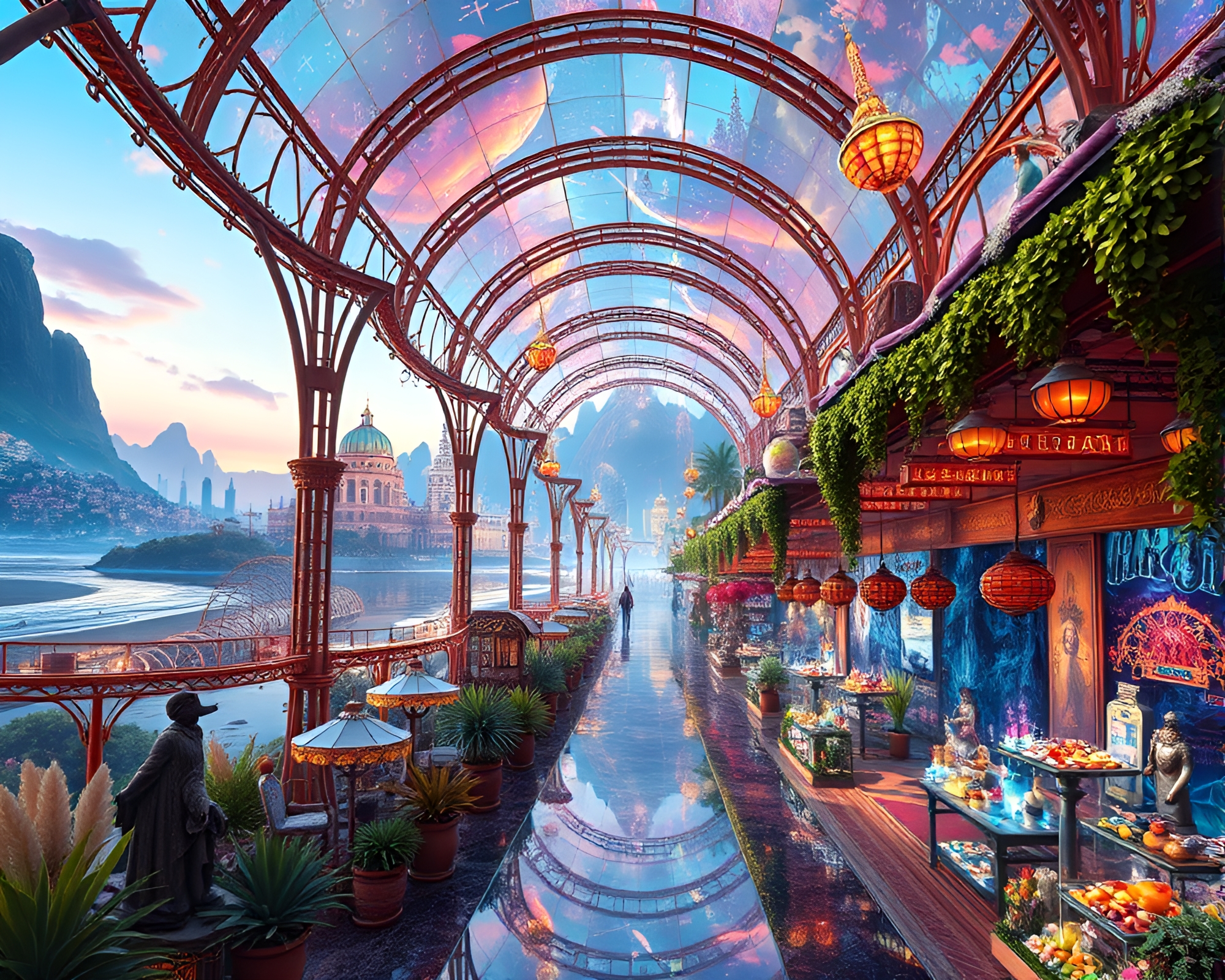 Holographic Bazaar Showcases Mesmerizing Photomontage Collage – free AI stock image