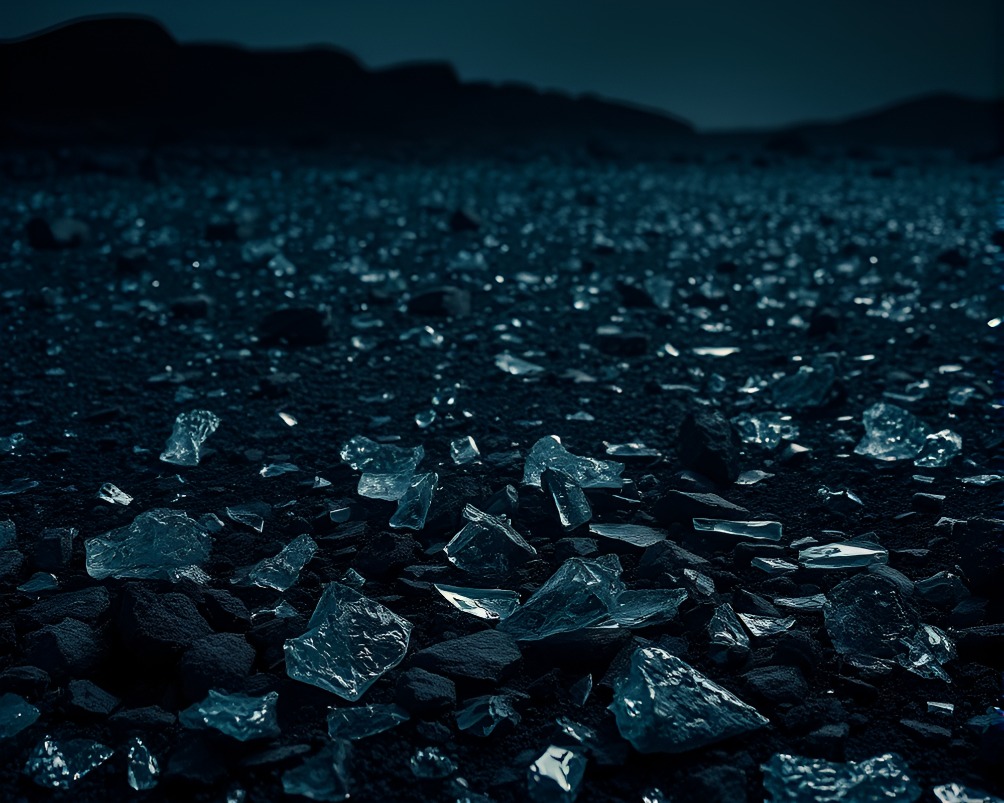Mysterious Barren Landscape Covered in Volcanic Glass Shards – free AI stock image