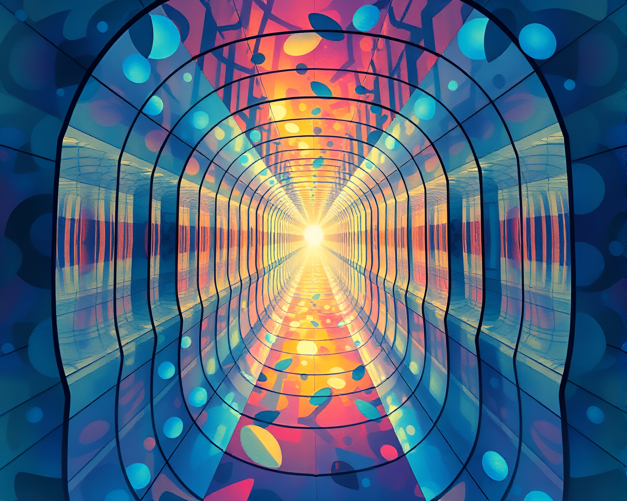 Vibrant Gouache Illustrations Bring Mirror Labyrinth to Life – free AI stock image