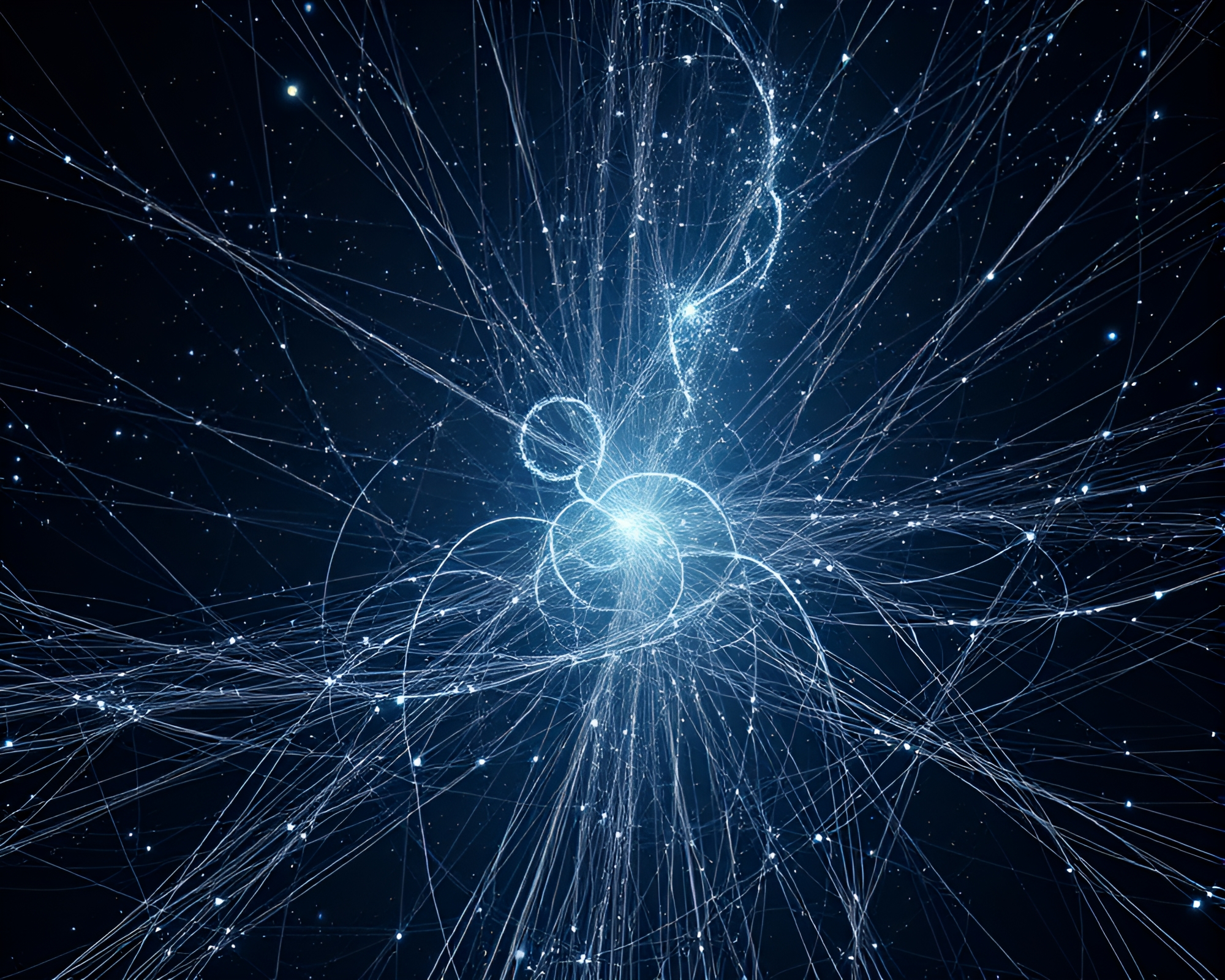 Ethereal Cosmic Strings in Glitch 8-bit Patterns – free AI stock image