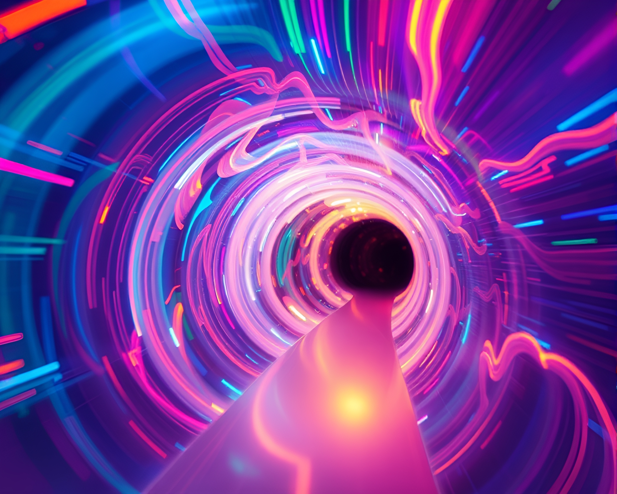 Surreal Kinetic Light Tunnel with Swirling Colors – free AI stock image